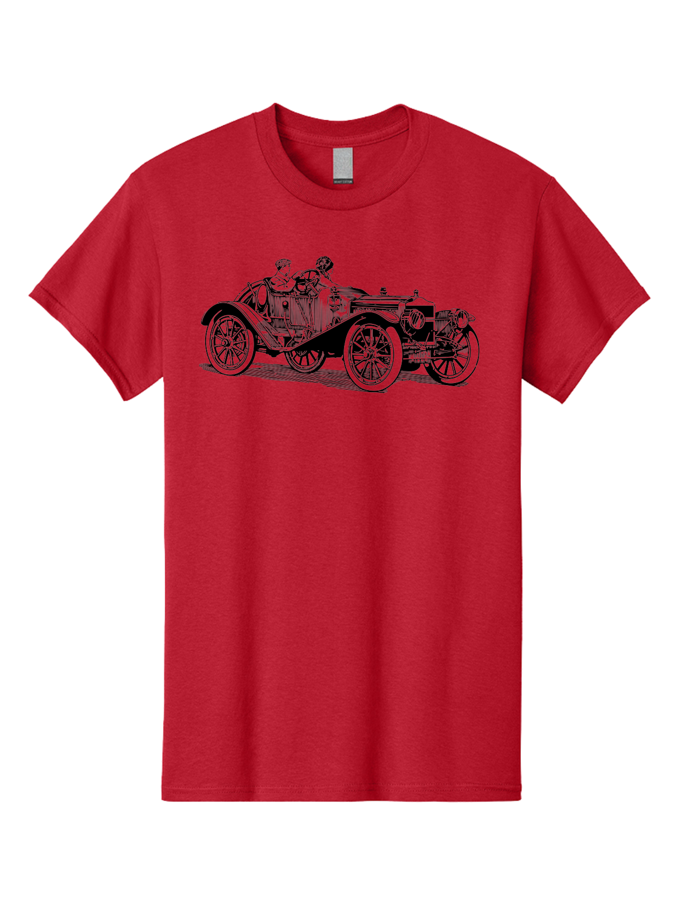 Vintage-Car-4 Men'S Graphic Tee, 100% Cotton, Comfortable Casual Summer Wear, Machine Washable, Vintage Car, Antique Automobile, Classic Vehicle, Retro Transportation, Old-Fashioned Car, Two People Riding Aad824