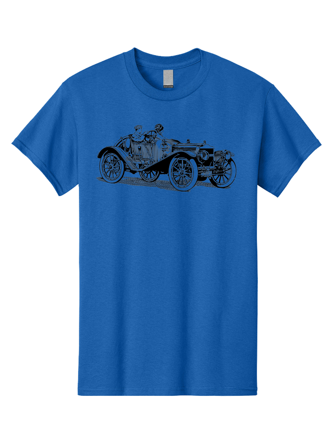 Vintage-Car-4 Men'S Graphic Tee, 100% Cotton, Comfortable Casual Summer Wear, Machine Washable, Vintage Car, Antique Automobile, Classic Vehicle, Retro Transportation, Old-Fashioned Car, Two People Riding Aad824 5