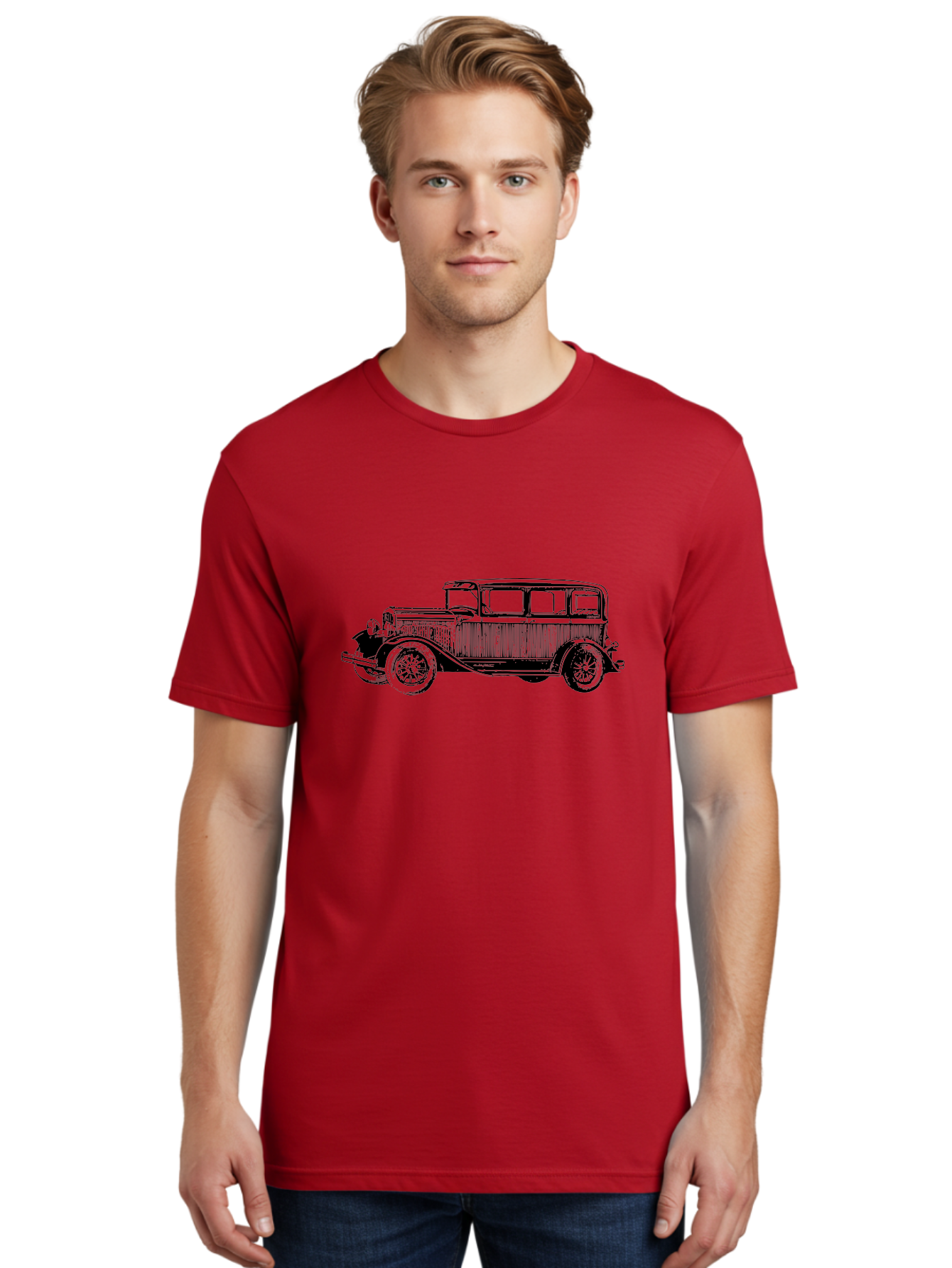 Vintage-Car-5 Men'S Graphic Tee, 100% Cotton, Comfortable Casual Summer Wear, Machine Washable, Classic Car, Vintage Automobile, Antique Vehicle, Retro Transportation, Old-Fashioned, Wooden Paneling, Spoked Wheels, Nostalgic Aad825 18