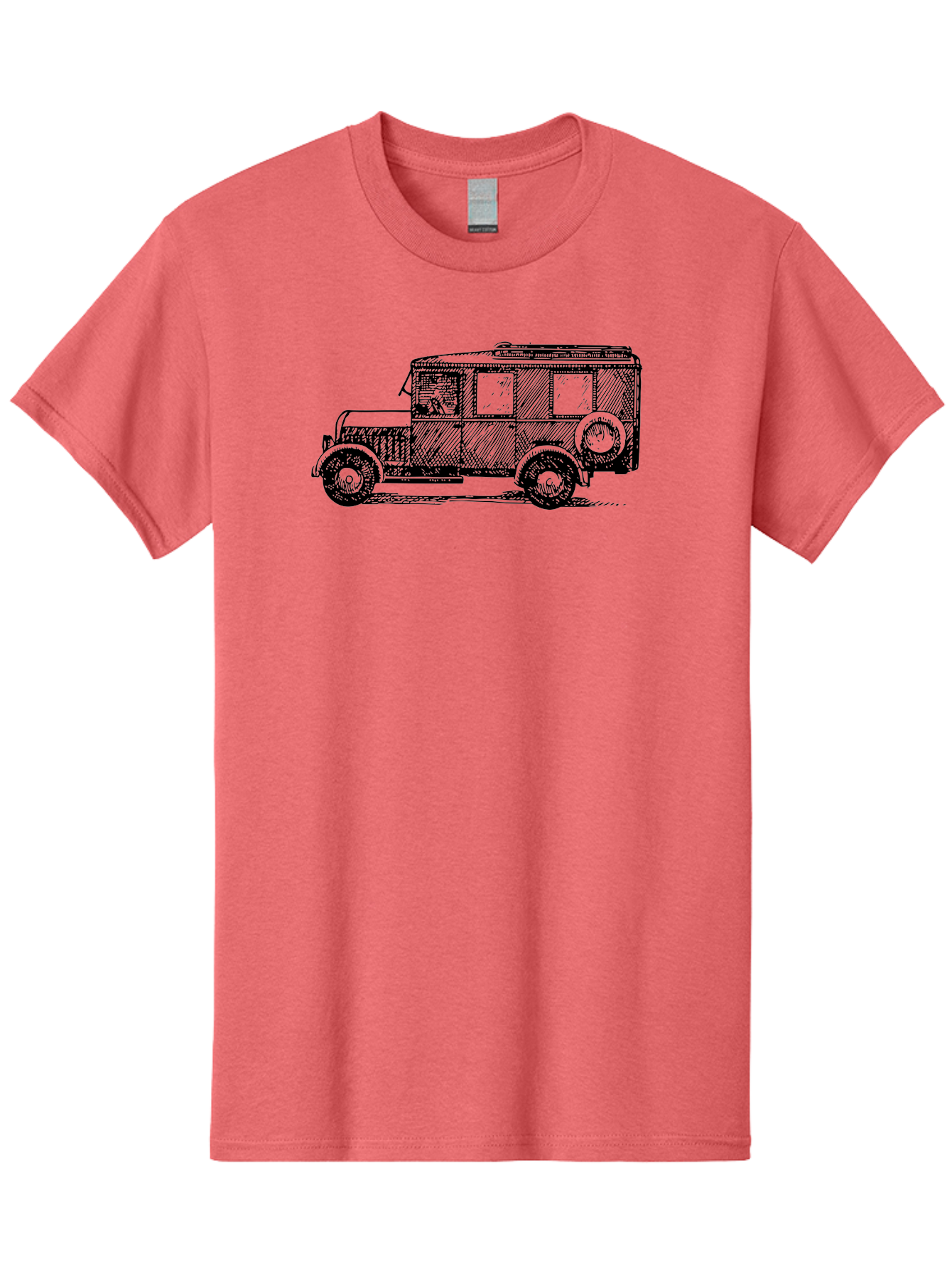 Vintage-Car-7 Men'S Graphic Tee, 100% Cotton, Comfortable Casual Summer Wear, Machine Washable, Vintage Car, Old Car, Classic Vehicle, Retro Automobile, Antique Car, Old-Fashioned Transportation, Monochrome Illustration, Simple Design Aad827 23