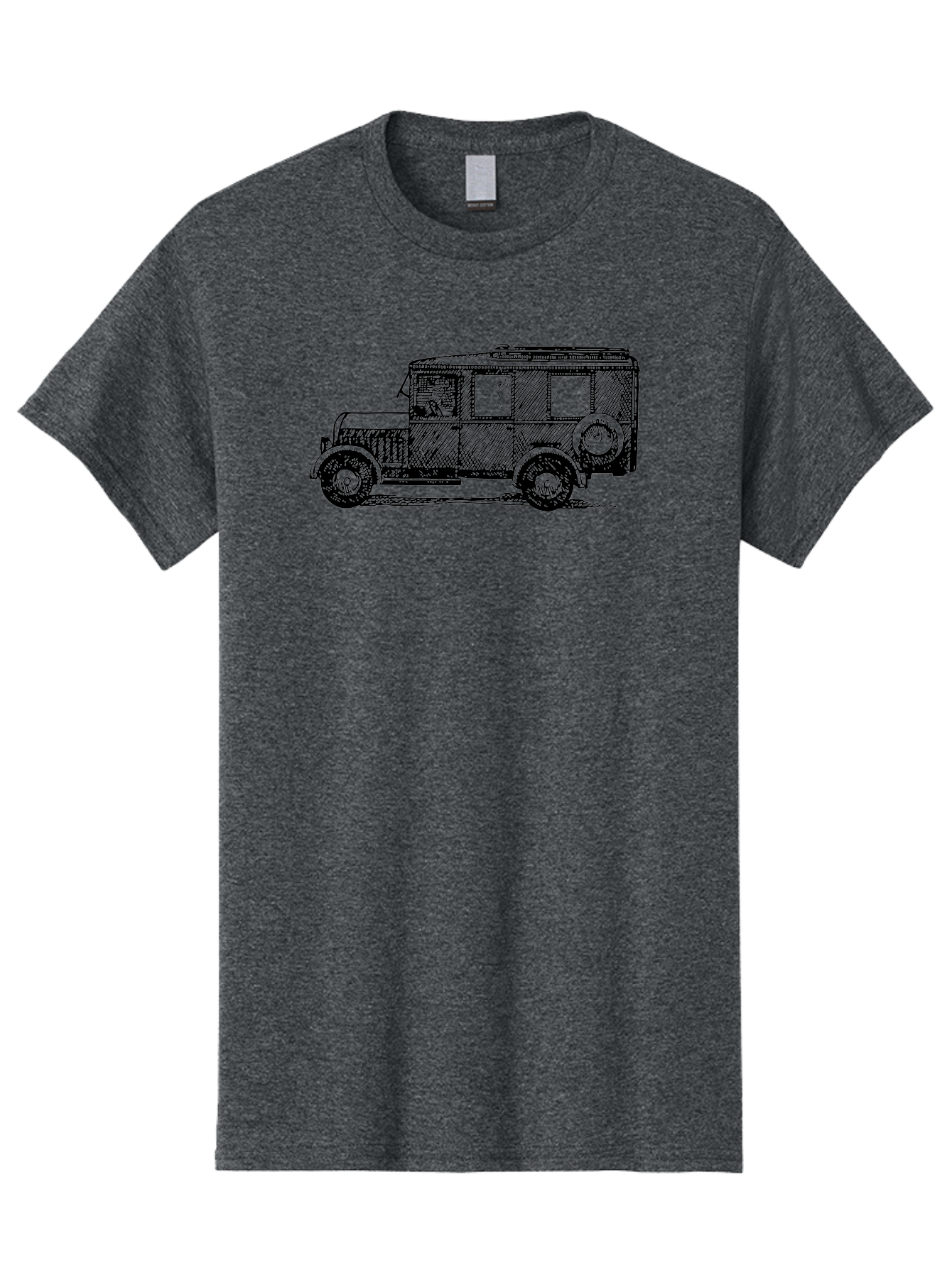 Vintage-Car-7 Men'S Graphic Tee, 100% Cotton, Comfortable Casual Summer Wear, Machine Washable, Vintage Car, Old Car, Classic Vehicle, Retro Automobile, Antique Car, Old-Fashioned Transportation, Monochrome Illustration, Simple Design Aad827 5