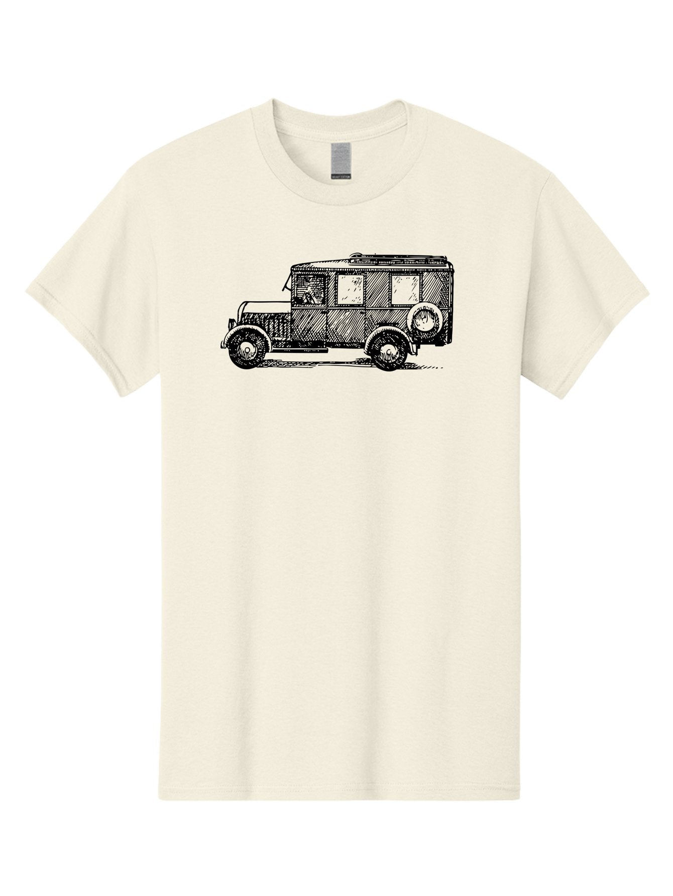 Vintage-Car-7 Men'S Graphic Tee, 100% Cotton, Comfortable Casual Summer Wear, Machine Washable, Vintage Car, Old Car, Classic Vehicle, Retro Automobile, Antique Car, Old-Fashioned Transportation, Monochrome Illustration, Simple Design Aad827 3