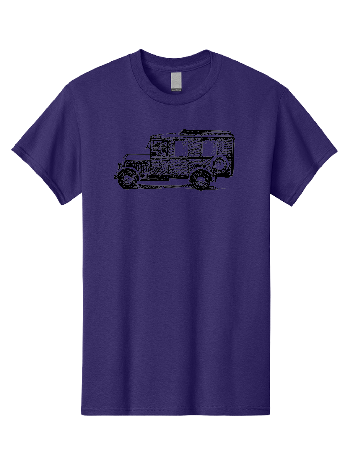 Vintage-Car-7 Men'S Graphic Tee, 100% Cotton, Comfortable Casual Summer Wear, Machine Washable, Vintage Car, Old Car, Classic Vehicle, Retro Automobile, Antique Car, Old-Fashioned Transportation, Monochrome Illustration, Simple Design Aad827