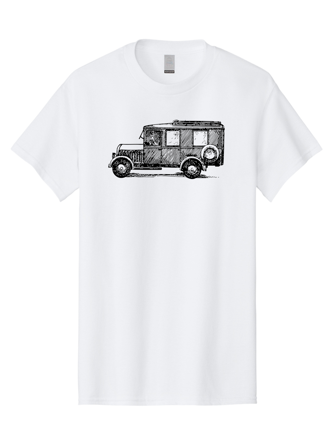 Vintage-Car-7 Men'S Graphic Tee, 100% Cotton, Comfortable Casual Summer Wear, Machine Washable, Vintage Car, Old Car, Classic Vehicle, Retro Automobile, Antique Car, Old-Fashioned Transportation, Monochrome Illustration, Simple Design Aad827 29