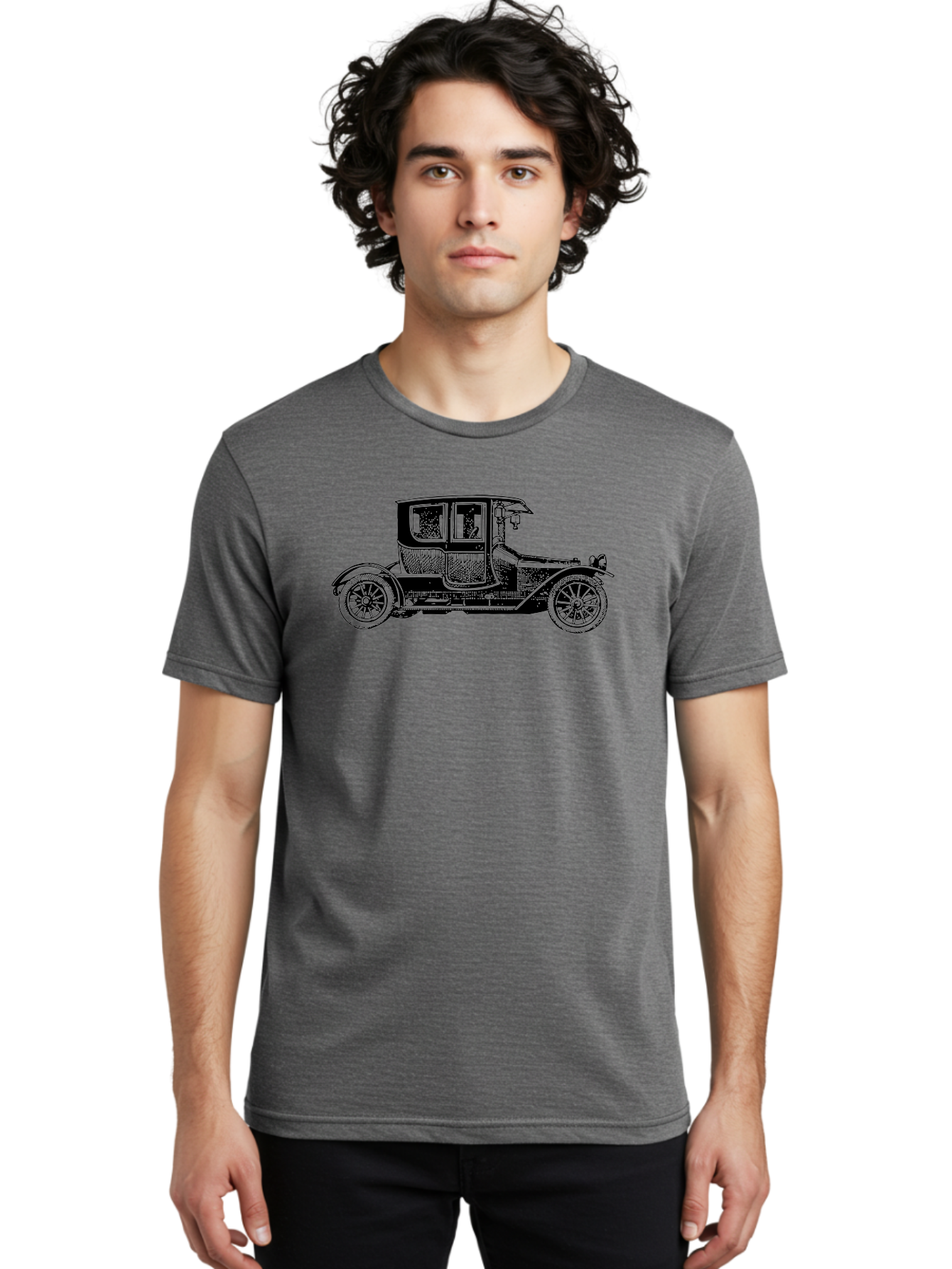 Vintage-Car-Illustration Men'S Graphic Tee, 100% Cotton, Comfortable Casual Summer Wear, Machine Washable, Vintage Automobile, Classic Car, Antique Vehicle, Old-Fashioned Transportation, Retro Car Design, Historical Vehicle, Old Car Aad828 30