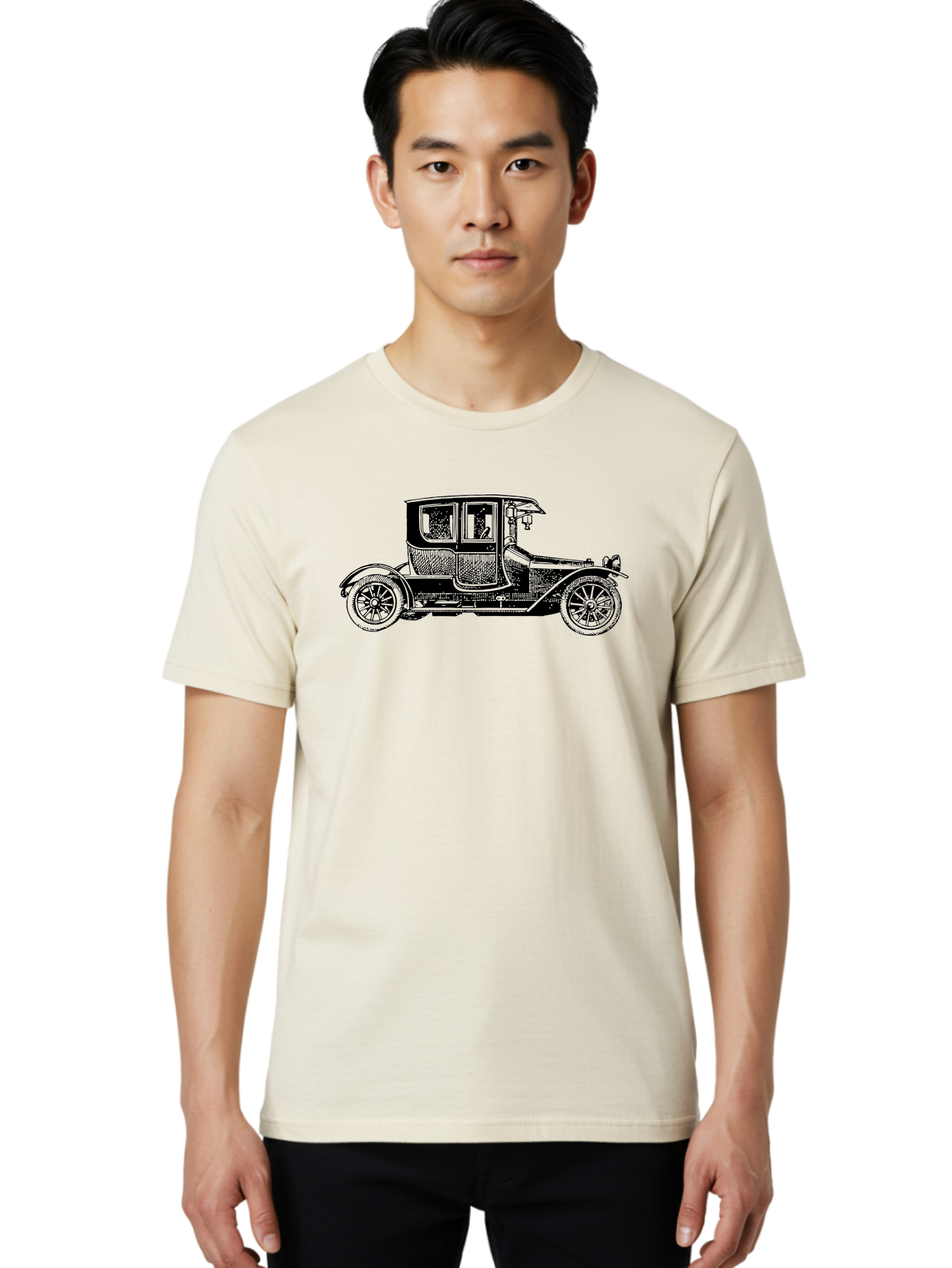 Vintage-Car-Illustration Men'S Graphic Tee, 100% Cotton, Comfortable Casual Summer Wear, Machine Washable, Vintage Automobile, Classic Car, Antique Vehicle, Old-Fashioned Transportation, Retro Car Design, Historical Vehicle, Old Car Aad828 16