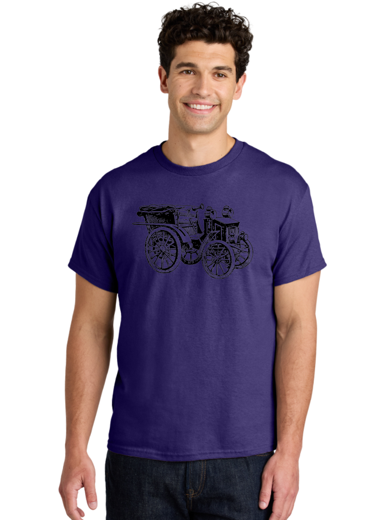 Vintage-Car Men'S Graphic Tee, 100% Cotton, Comfortable Casual Summer Wear, Machine Washable, Vintage Automobile, Old Car, Antique Vehicle, Classic Car, Nostalgic Ride, Historic Transportation, Retro Automobile, Old-Fashioned Vehicle Aad829