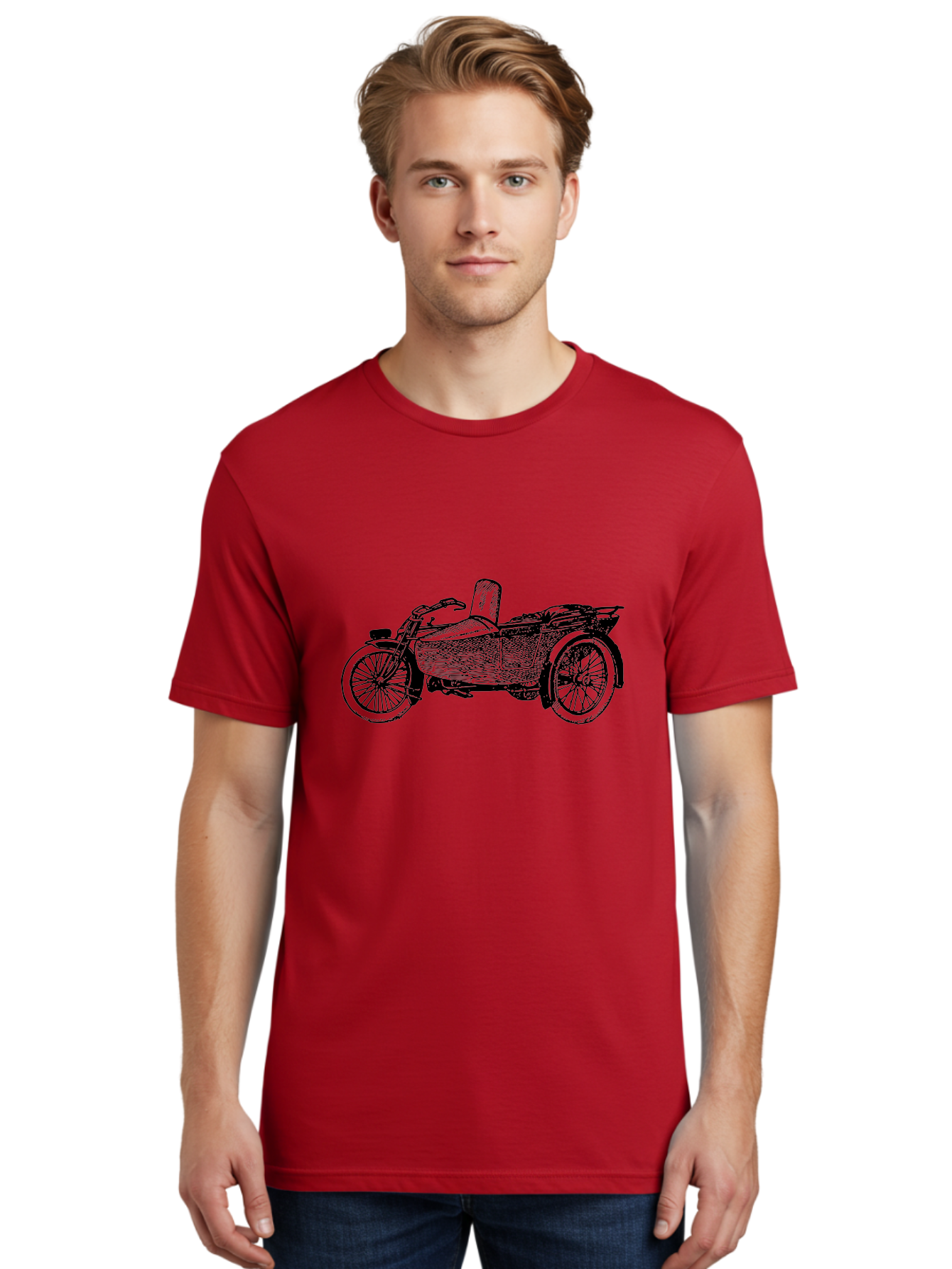 Vintage-Motorcycle-Sidecar-1 Men'S Graphic Tee, 100% Cotton, Comfortable Casual Summer Wear, Machine Washable, Vintage Motorcycle, Sidecar, Classic Bike, Retro Vehicle, Old-Fashioned Transportation, Motorcycle With Sidecar, Vintage Ride, Aad830 22