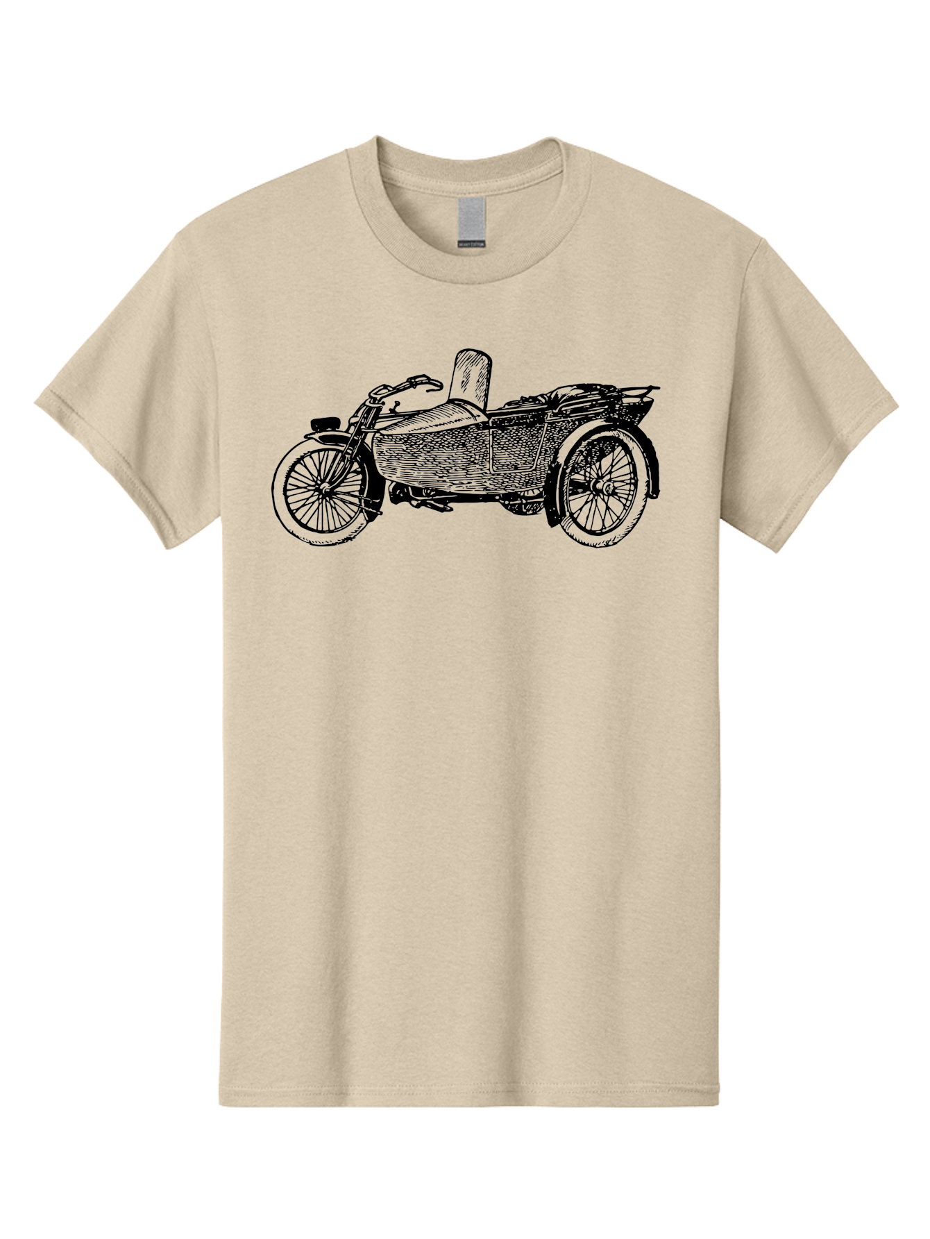 Vintage-Motorcycle-Sidecar-1 Men'S Graphic Tee, 100% Cotton, Comfortable Casual Summer Wear, Machine Washable, Vintage Motorcycle, Sidecar, Classic Bike, Retro Vehicle, Old-Fashioned Transportation, Motorcycle With Sidecar, Vintage Ride, Aad830