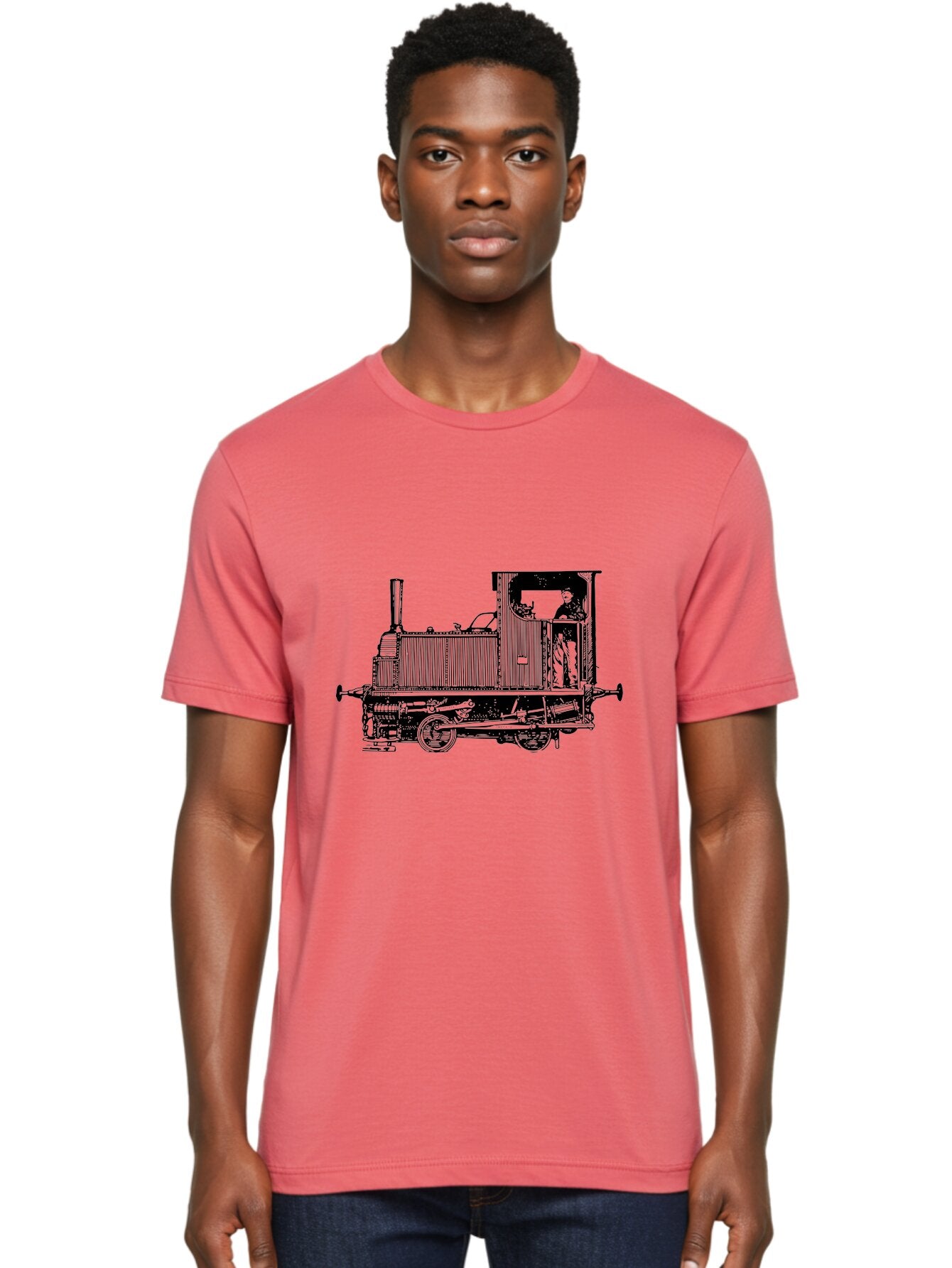 Vintage-Train-Engine Men'S Graphic Tee, 100% Cotton, Comfortable Casual Summer Wear, Machine Washable, Vintage Train, Steam Locomotive, Railway Transportation, Retro Engine, Conductor In Cab, Mechanical Details, Industrial Heritage, Aad834 20