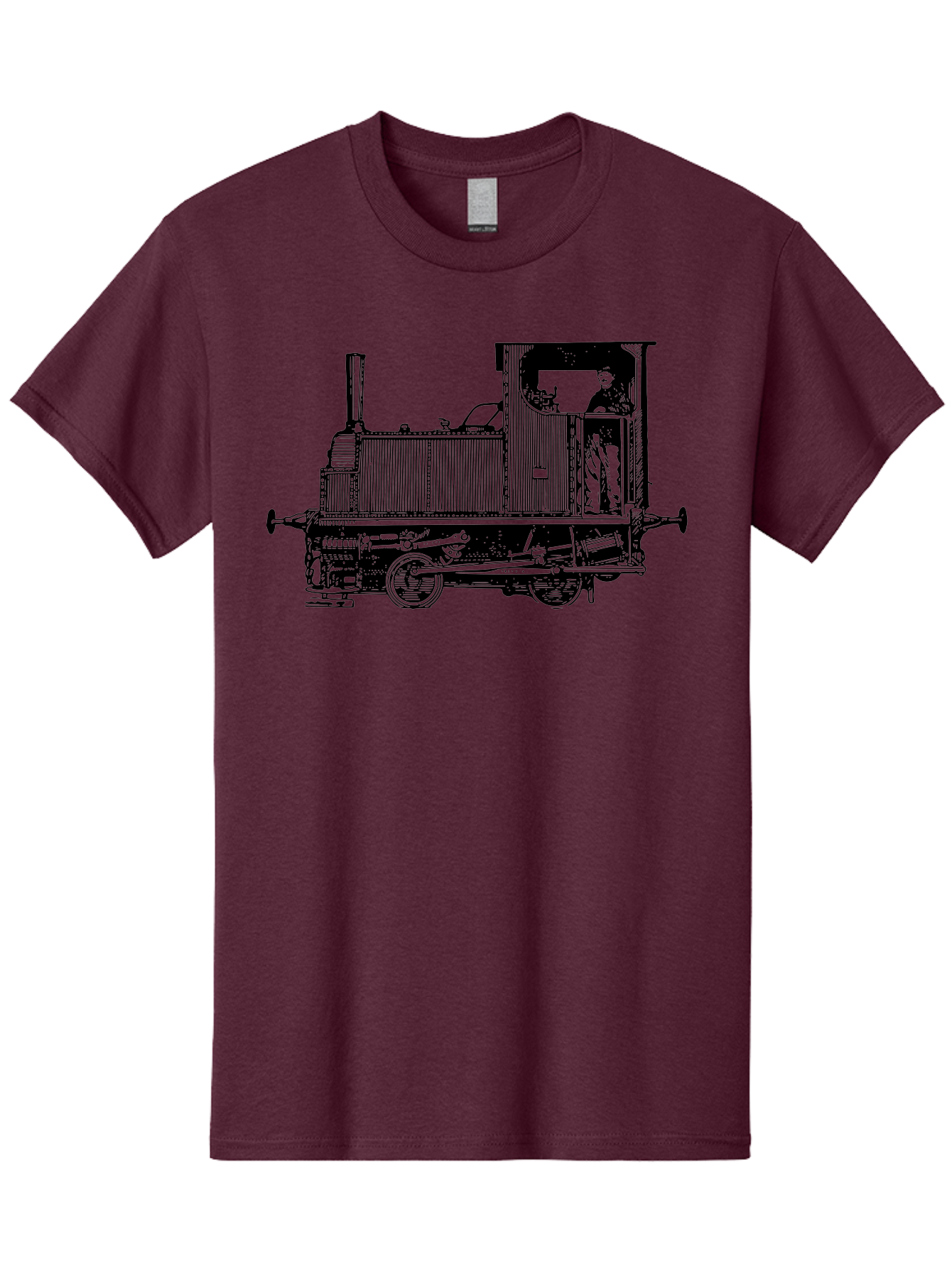 Vintage-Train-Engine Men'S Graphic Tee, 100% Cotton, Comfortable Casual Summer Wear, Machine Washable, Vintage Train, Steam Locomotive, Railway Transportation, Retro Engine, Conductor In Cab, Mechanical Details, Industrial Heritage, Aad834
