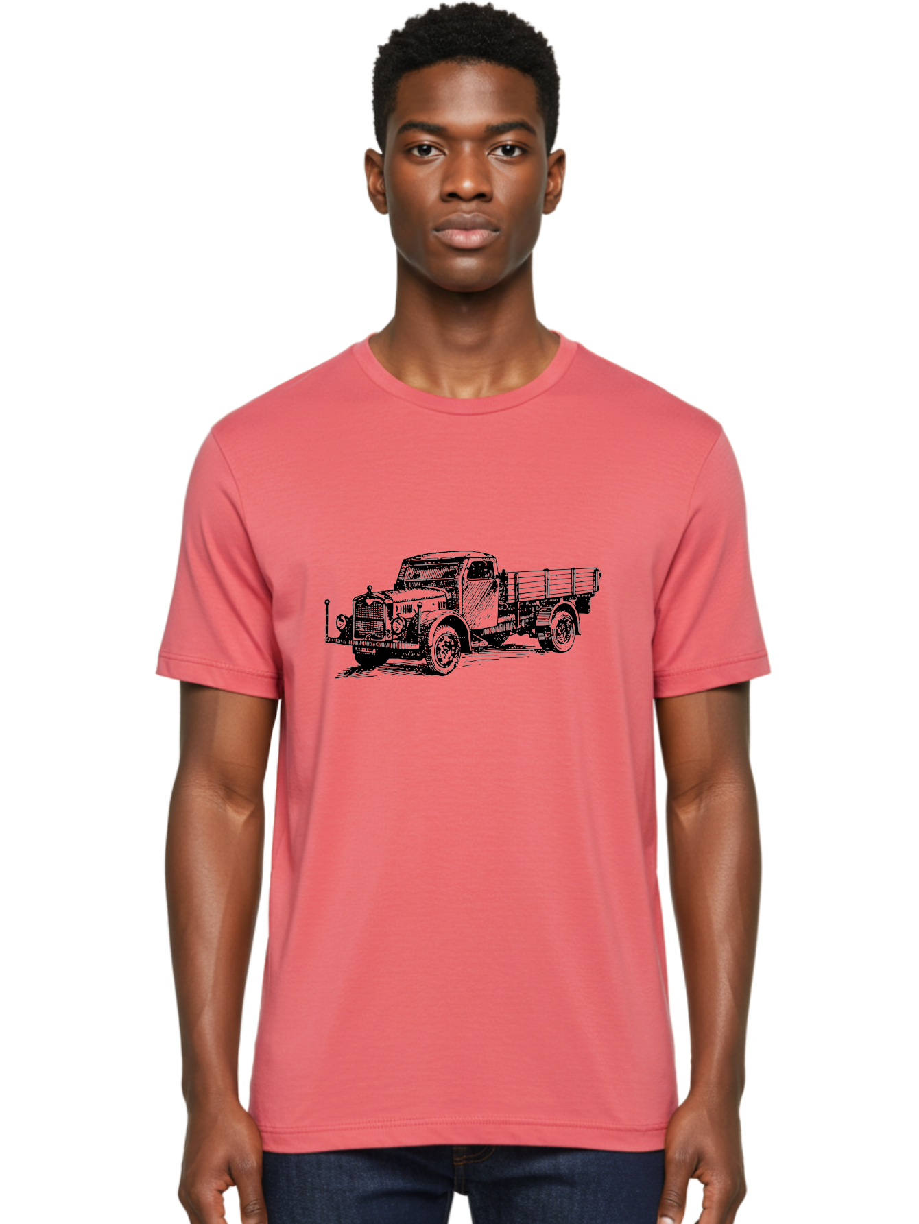 Vintage-Truck-1 Men'S Graphic Tee, 100% Cotton, Comfortable Casual Summer Wear, Machine Washable, Vintage Truck, Old Truck, Classic Vehicle, Retro Transportation, Antique Automobile, Heavy Duty Truck, Cargo Truck, Classic Machinery, Aad836