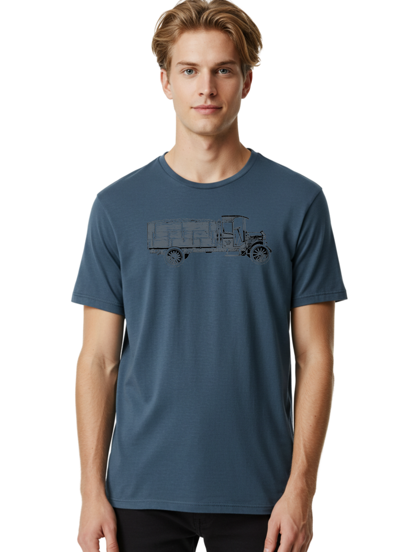 Vintage-Truck-2 Men'S Graphic Tee, 100% Cotton, Comfortable Casual Summer Wear, Machine Washable, Vintage Truck, Classic Vehicle, Wooden Crates, Old Truck Design, Antique Transportation, Retro Automobile, Nostalgic Truck Aad837 26