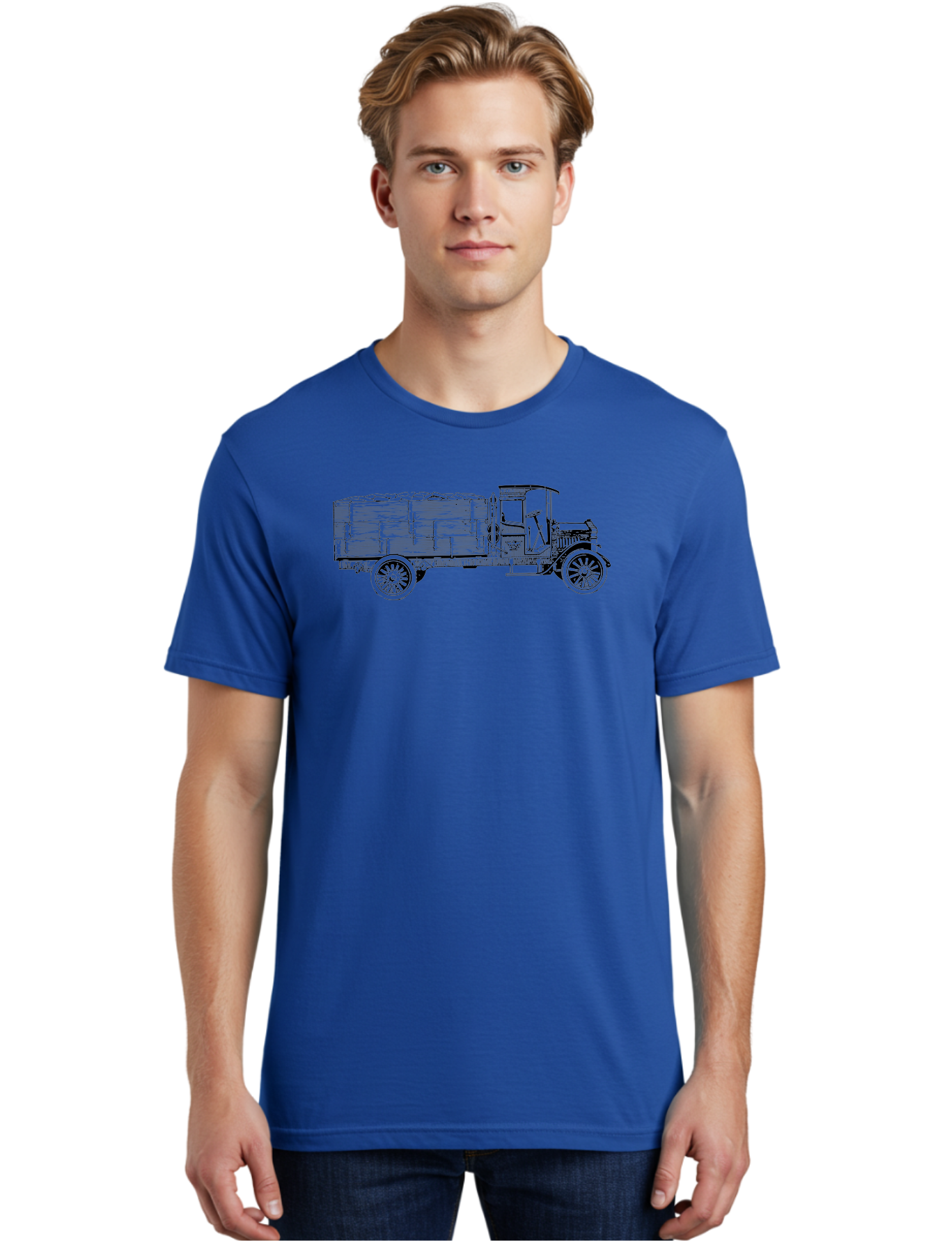 Vintage-Truck-2 Men'S Graphic Tee, 100% Cotton, Comfortable Casual Summer Wear, Machine Washable, Vintage Truck, Classic Vehicle, Wooden Crates, Old Truck Design, Antique Transportation, Retro Automobile, Nostalgic Truck Aad837