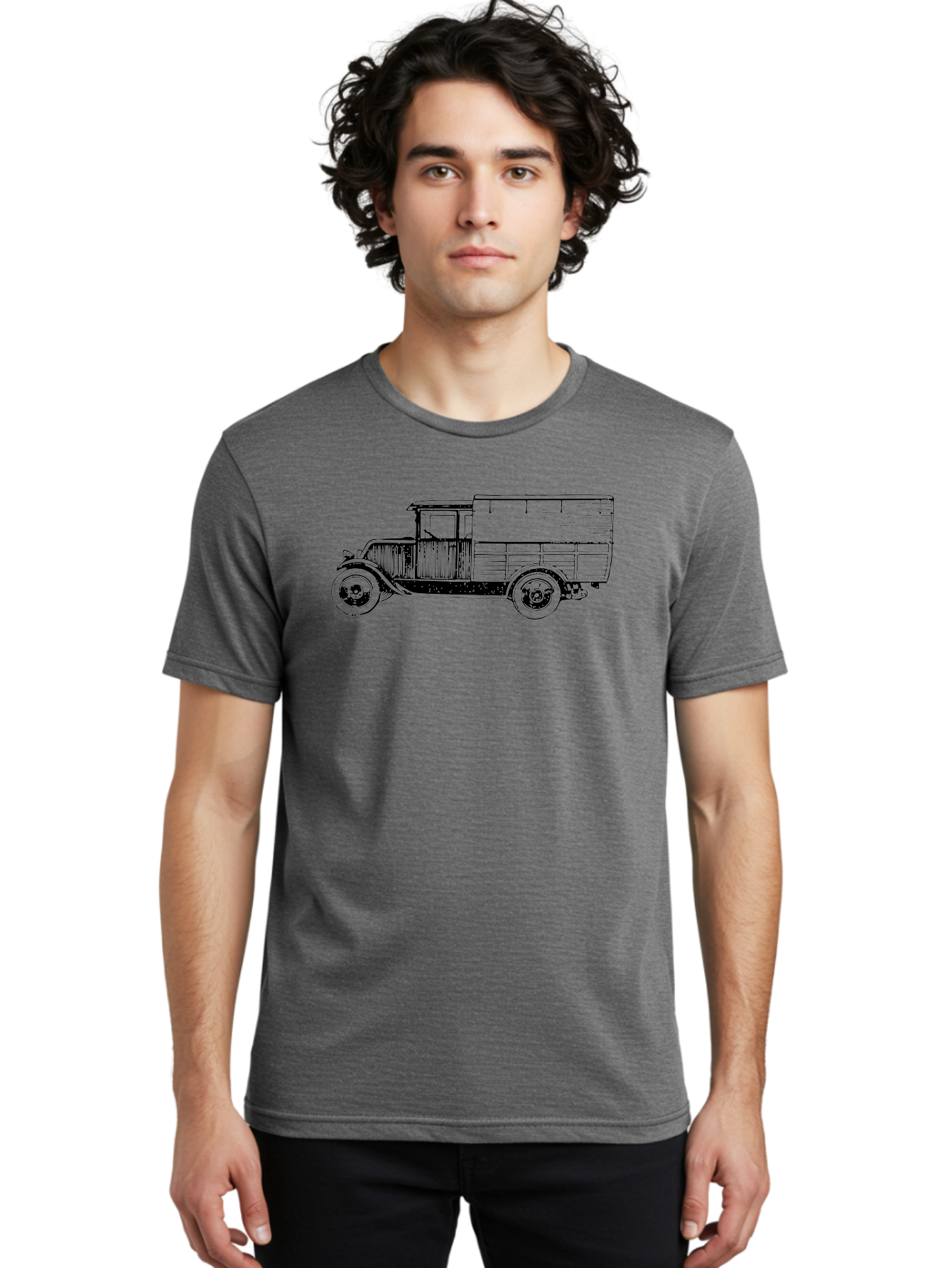 Vintage-Truck Men'S Graphic Tee, 100% Cotton, Comfortable Casual Summer Wear, Machine Washable, Vintage Truck, Classic Vehicle, Antique Automobile, Old Truck Design, Retro Transportation, Nostalgic Vehicle Aad838 4
