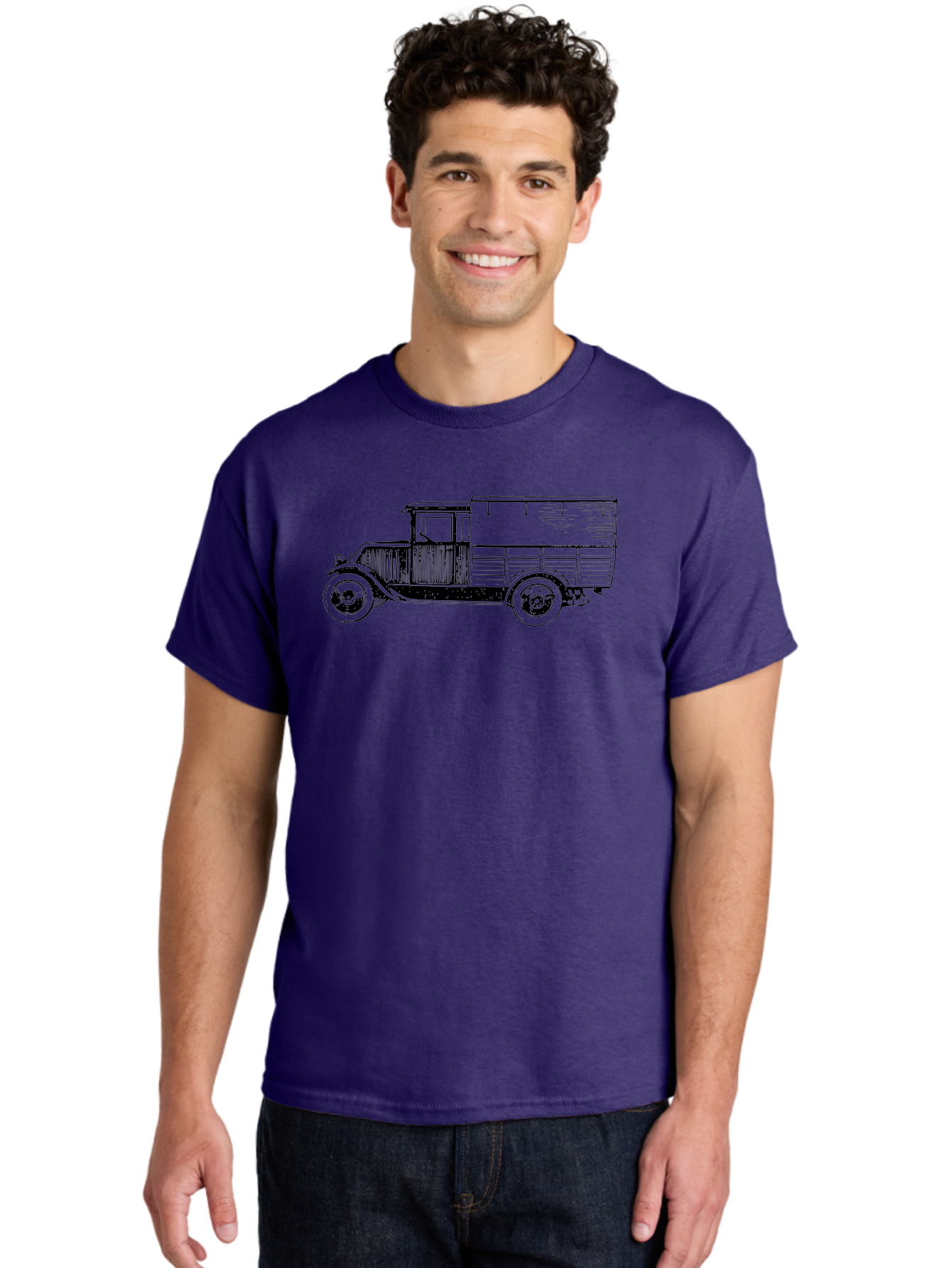 Vintage-Truck Men'S Graphic Tee, 100% Cotton, Comfortable Casual Summer Wear, Machine Washable, Vintage Truck, Classic Vehicle, Antique Automobile, Old Truck Design, Retro Transportation, Nostalgic Vehicle Aad838 8