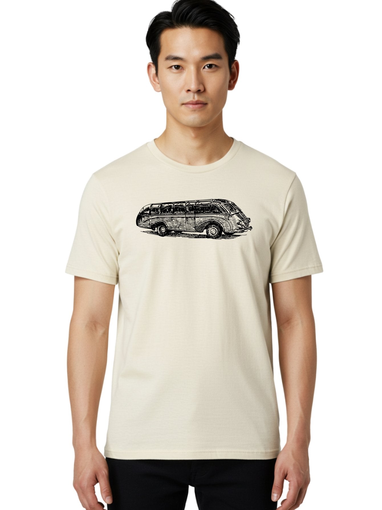 Vw-Bus Men'S Graphic Tee, 100% Cotton, Comfortable Casual Summer Wear, Machine Washable, Vintage Vw Bus, Retro Vehicle, Classic Car Illustration, Nostalgic Design, Sketch Art, Van Life, Travel Inspiration Aad839 17