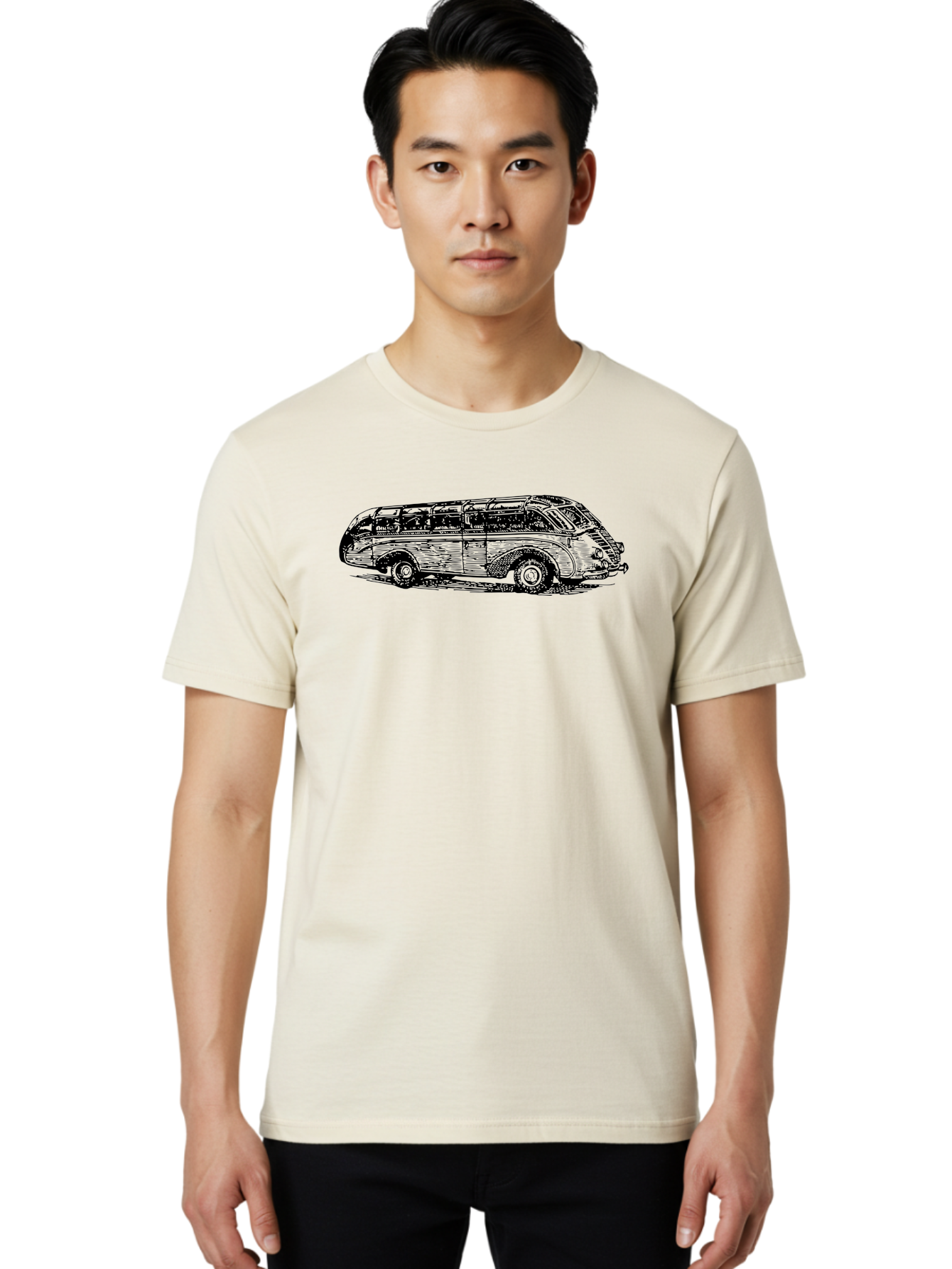 Vw-Bus Men'S Graphic Tee, 100% Cotton, Comfortable Casual Summer Wear, Machine Washable, Vintage Vw Bus, Retro Vehicle, Classic Car Illustration, Nostalgic Design, Sketch Art, Van Life, Travel Inspiration Aad839 28