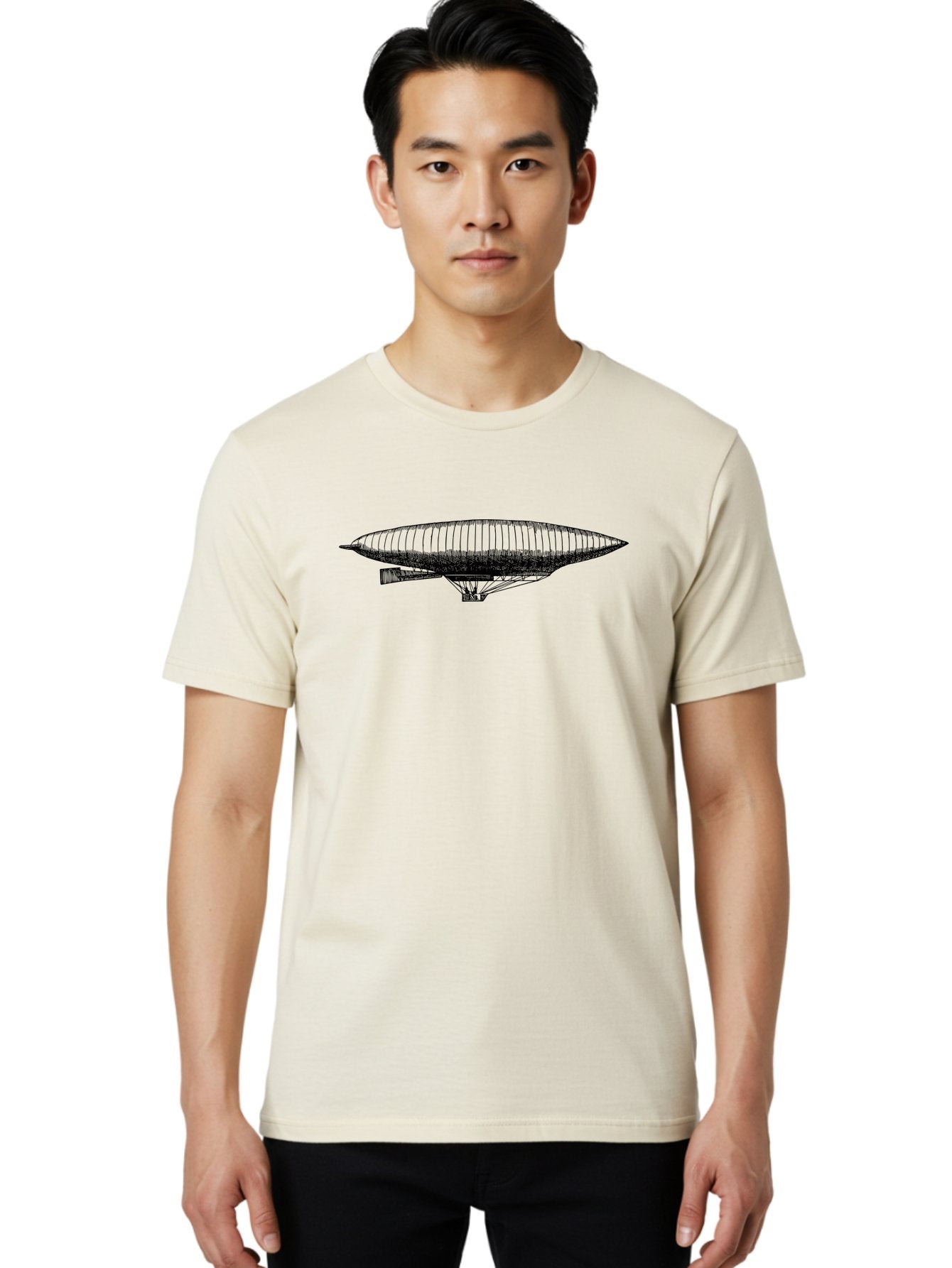 Zeppelin Men'S Graphic Tee, 100% Cotton, Comfortable Casual Summer Wear, Machine Washable, Dirigible Balloon, Historical Aircraft, Vintage Aviation, Zeppelin, Aerostat, Lighter-Than-Air Craft, Retro Technology Aad842 28
