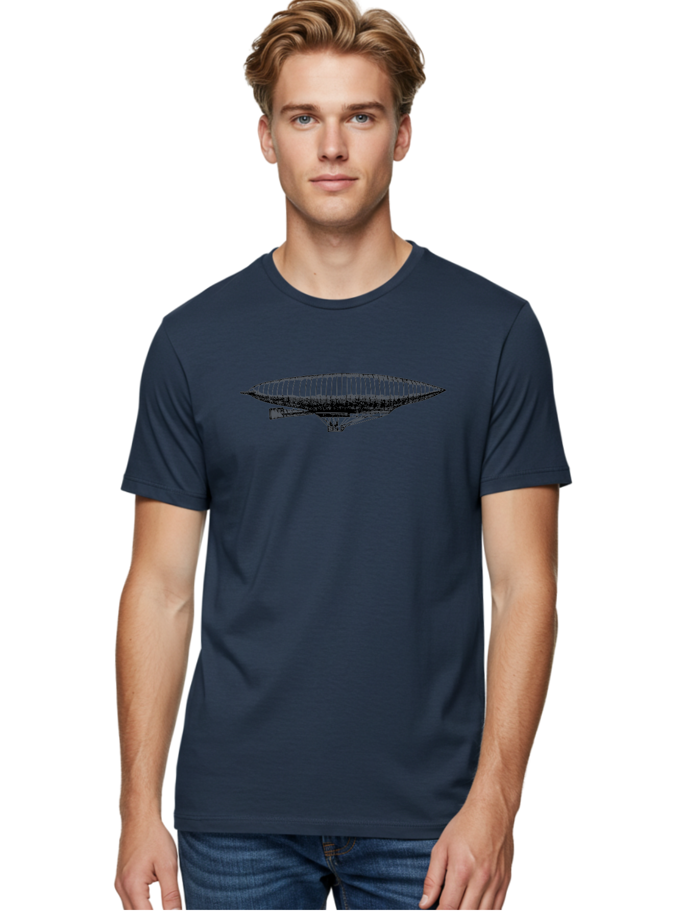 Zeppelin Men'S Graphic Tee, 100% Cotton, Comfortable Casual Summer Wear, Machine Washable, Dirigible Balloon, Historical Aircraft, Vintage Aviation, Zeppelin, Aerostat, Lighter-Than-Air Craft, Retro Technology Aad842 28
