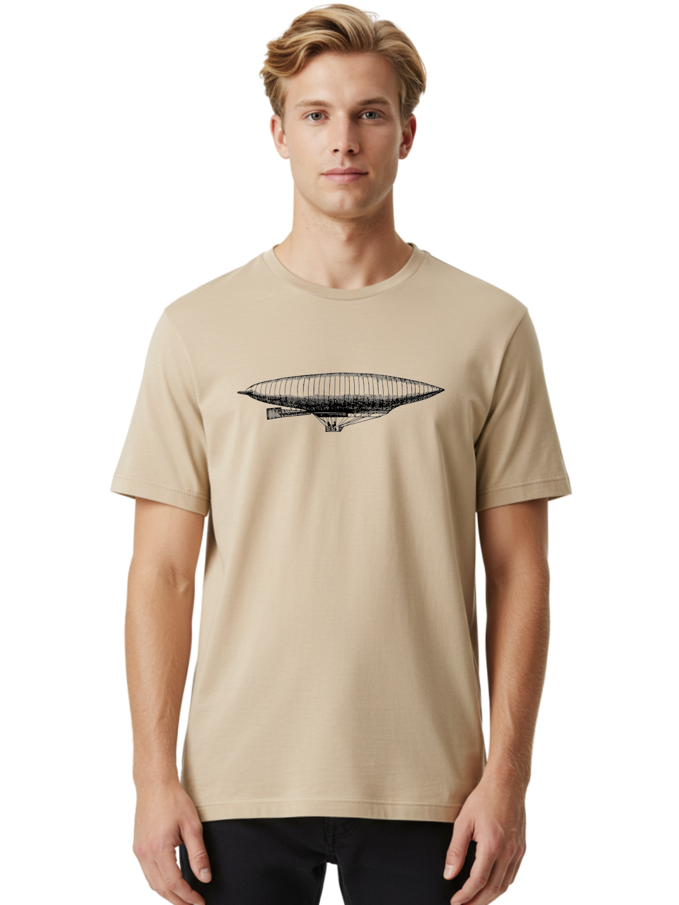 Zeppelin Men'S Graphic Tee, 100% Cotton, Comfortable Casual Summer Wear, Machine Washable, Dirigible Balloon, Historical Aircraft, Vintage Aviation, Zeppelin, Aerostat, Lighter-Than-Air Craft, Retro Technology Aad842 8