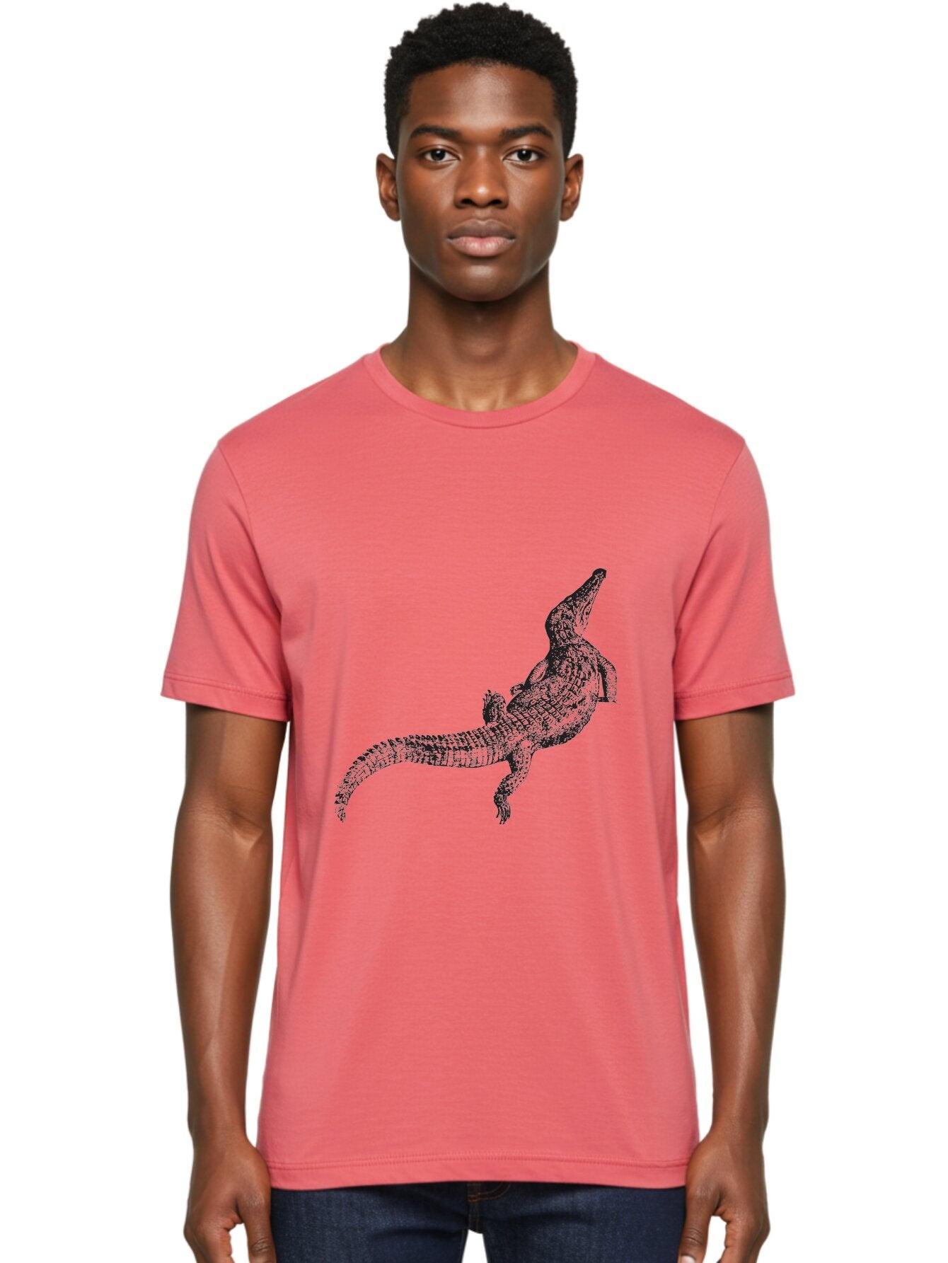 Alligator Men'S Graphic Tee, 100% Cotton, Comfortable Casual Summer Wear, Machine Washable, Crocodile Illustration, Reptile Art, Wildlife Design, Scaly Texture, Fierce Animal, Predatory Creature, Wild Nature Aad844 17