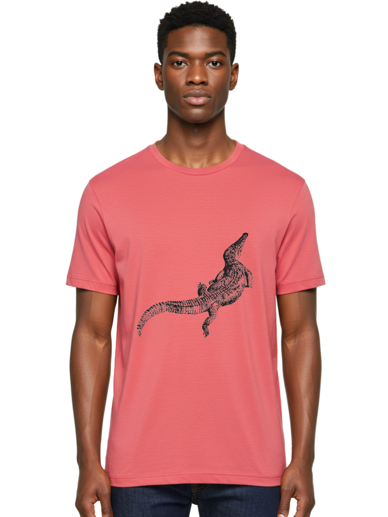 Alligator Men'S Graphic Tee, 100% Cotton, Comfortable Casual Summer Wear, Machine Washable, Crocodile Illustration, Reptile Art, Wildlife Design, Scaly Texture, Fierce Animal, Predatory Creature, Wild Nature Aad844 28
