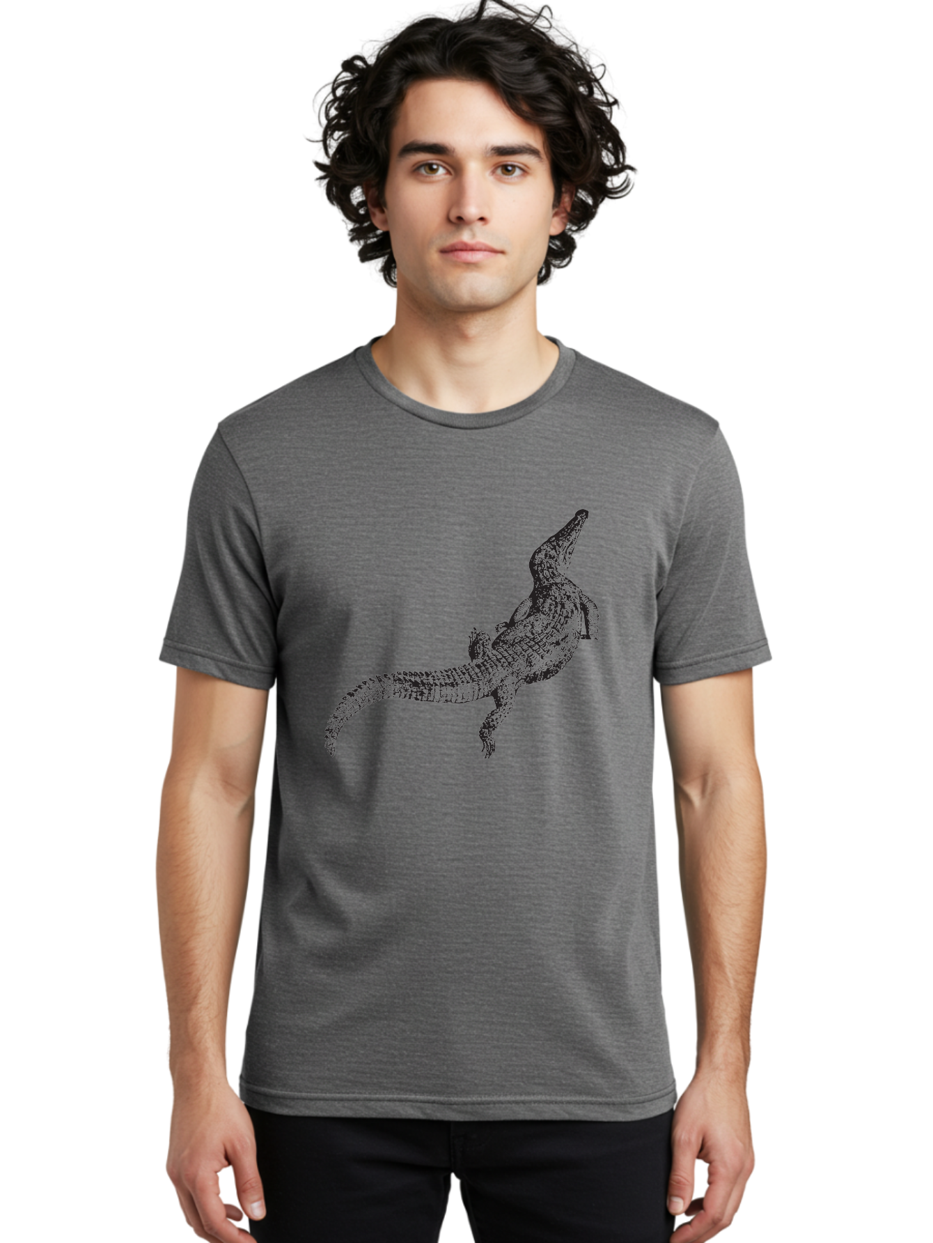 Alligator Men'S Graphic Tee, 100% Cotton, Comfortable Casual Summer Wear, Machine Washable, Crocodile Illustration, Reptile Art, Wildlife Design, Scaly Texture, Fierce Animal, Predatory Creature, Wild Nature Aad844 10