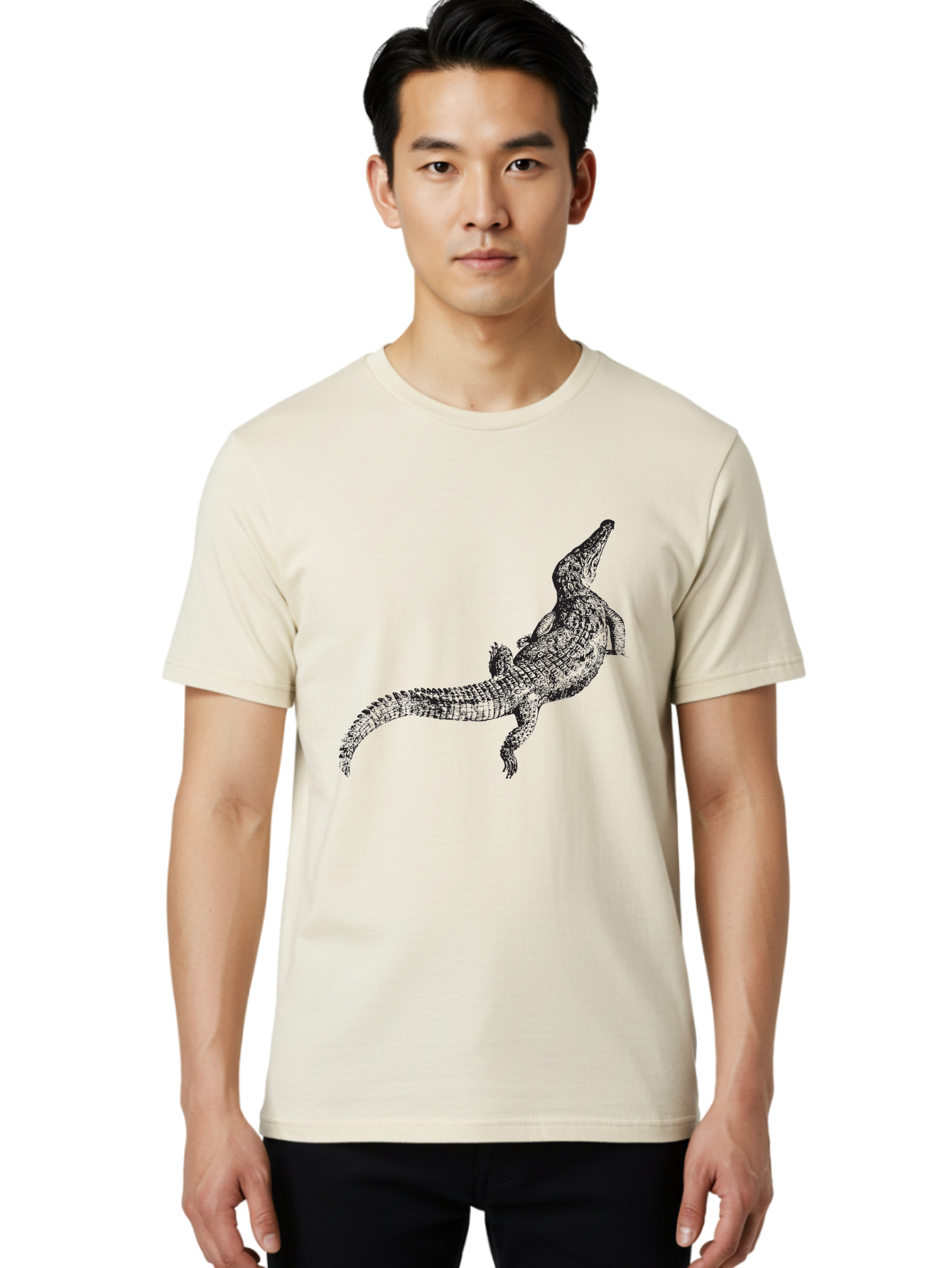 Alligator Men'S Graphic Tee, 100% Cotton, Comfortable Casual Summer Wear, Machine Washable, Crocodile Illustration, Reptile Art, Wildlife Design, Scaly Texture, Fierce Animal, Predatory Creature, Wild Nature Aad844 12