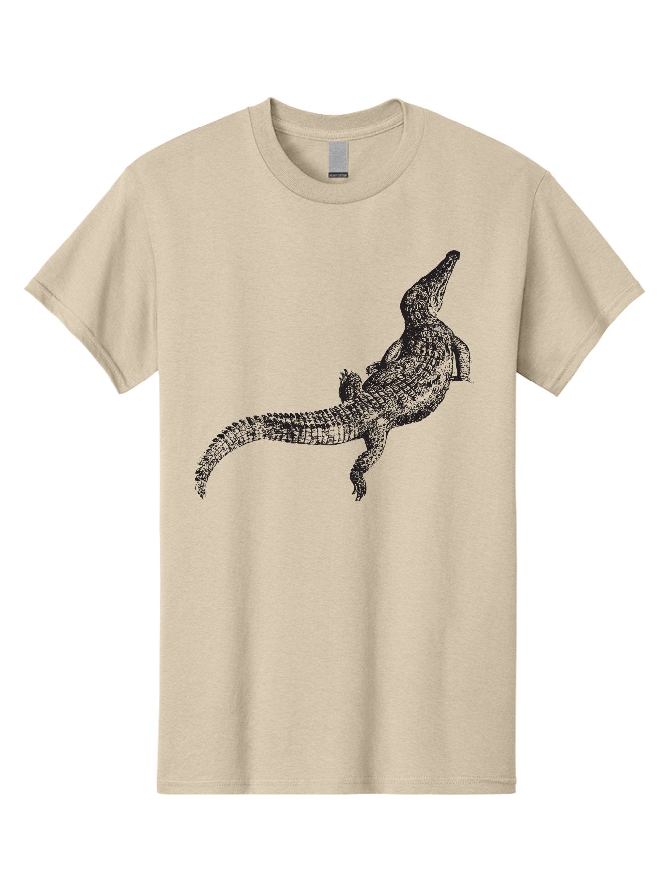 Alligator Men'S Graphic Tee, 100% Cotton, Comfortable Casual Summer Wear, Machine Washable, Crocodile Illustration, Reptile Art, Wildlife Design, Scaly Texture, Fierce Animal, Predatory Creature, Wild Nature Aad844