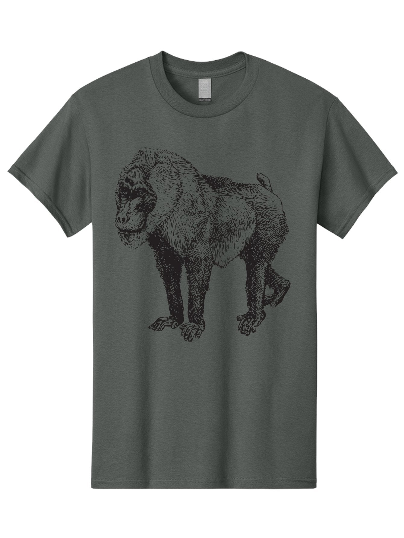 Baboon Men'S Graphic Tee, 100% Cotton, Comfortable Casual Summer Wear, Machine Washable, Baboon, Primate, Wildlife, Animal Illustration, Sketch Art, Detailed Drawing, Furry Texture, Monkey Species, Wild Primate Aad845 7
