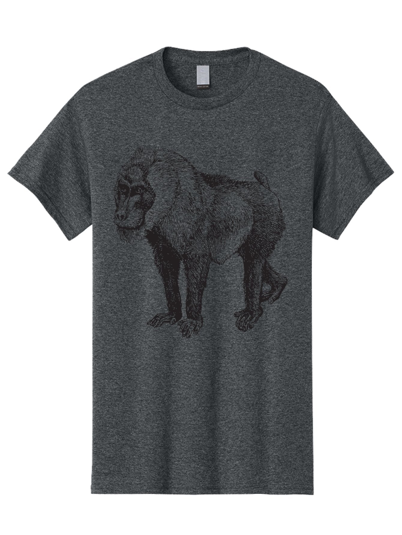 Baboon Men'S Graphic Tee, 100% Cotton, Comfortable Casual Summer Wear, Machine Washable, Baboon, Primate, Wildlife, Animal Illustration, Sketch Art, Detailed Drawing, Furry Texture, Monkey Species, Wild Primate Aad845 3