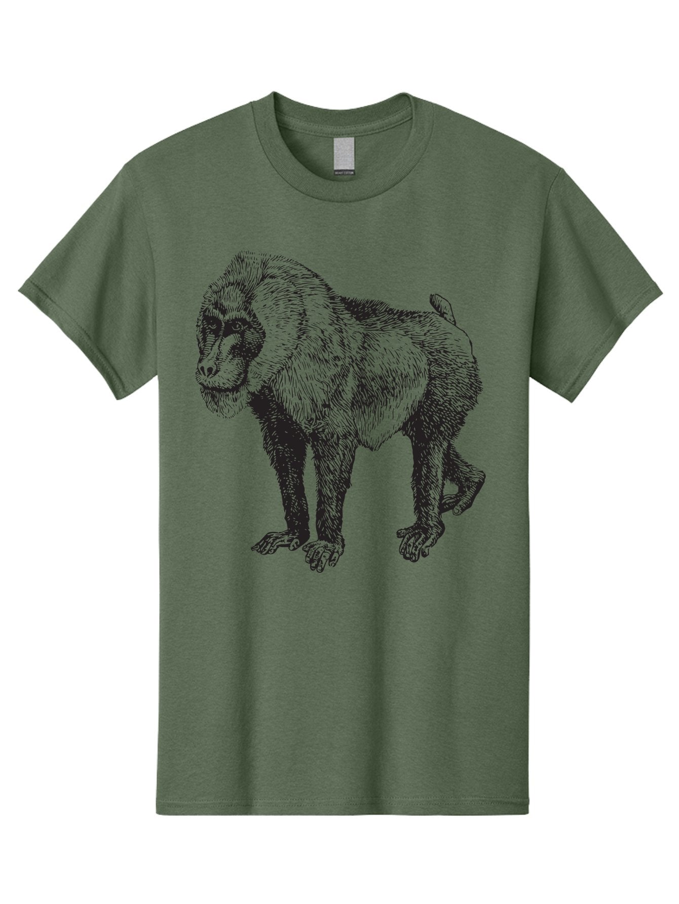 Baboon Men'S Graphic Tee, 100% Cotton, Comfortable Casual Summer Wear, Machine Washable, Baboon, Primate, Wildlife, Animal Illustration, Sketch Art, Detailed Drawing, Furry Texture, Monkey Species, Wild Primate Aad845 12