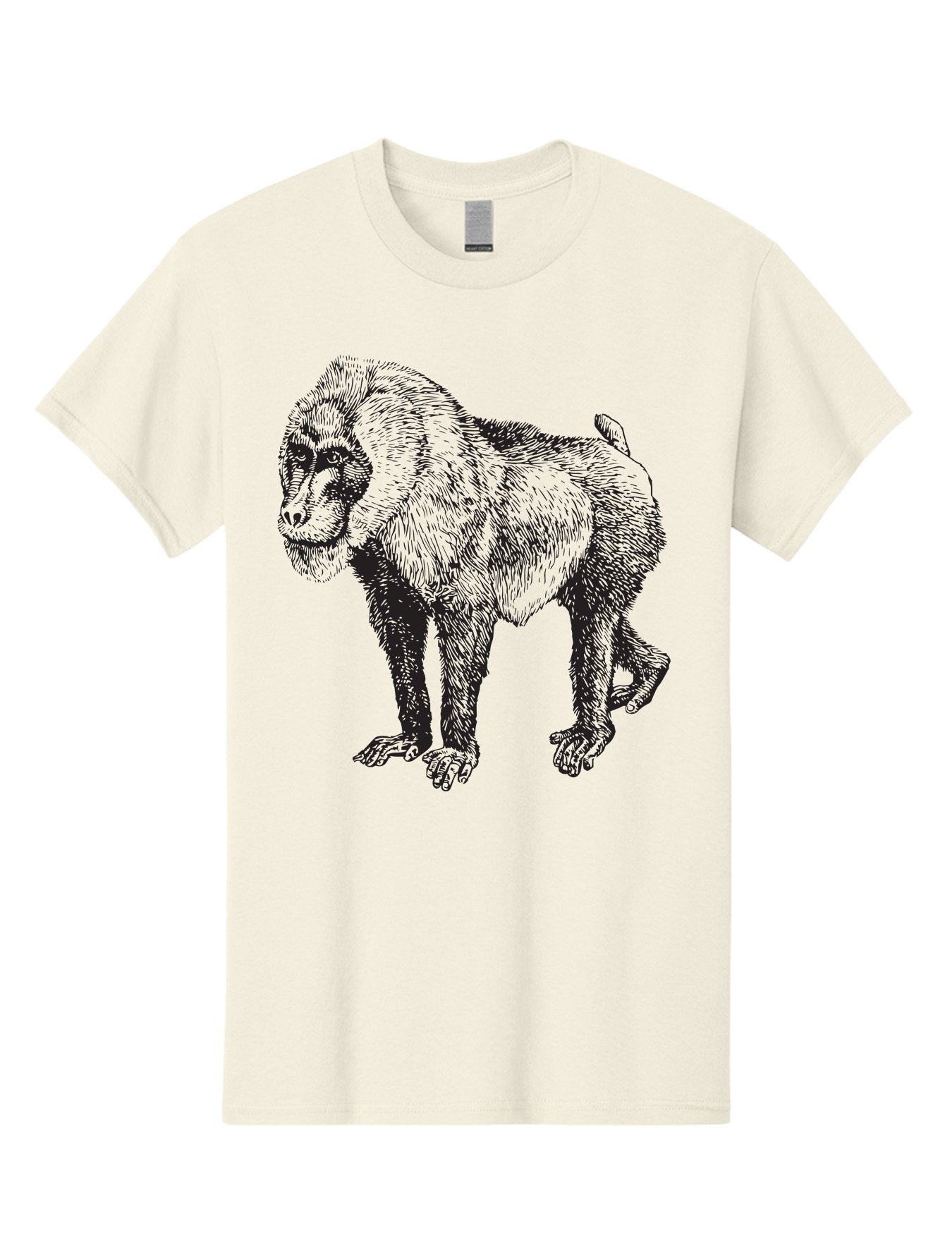 Baboon Men'S Graphic Tee, 100% Cotton, Comfortable Casual Summer Wear, Machine Washable, Baboon, Primate, Wildlife, Animal Illustration, Sketch Art, Detailed Drawing, Furry Texture, Monkey Species, Wild Primate Aad845 9