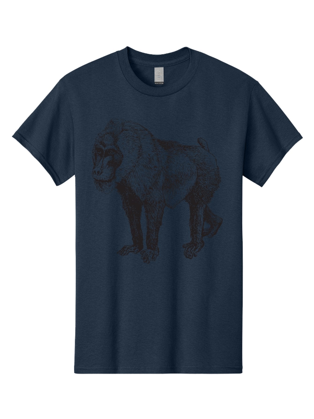 Baboon Men'S Graphic Tee, 100% Cotton, Comfortable Casual Summer Wear, Machine Washable, Baboon, Primate, Wildlife, Animal Illustration, Sketch Art, Detailed Drawing, Furry Texture, Monkey Species, Wild Primate Aad845 6