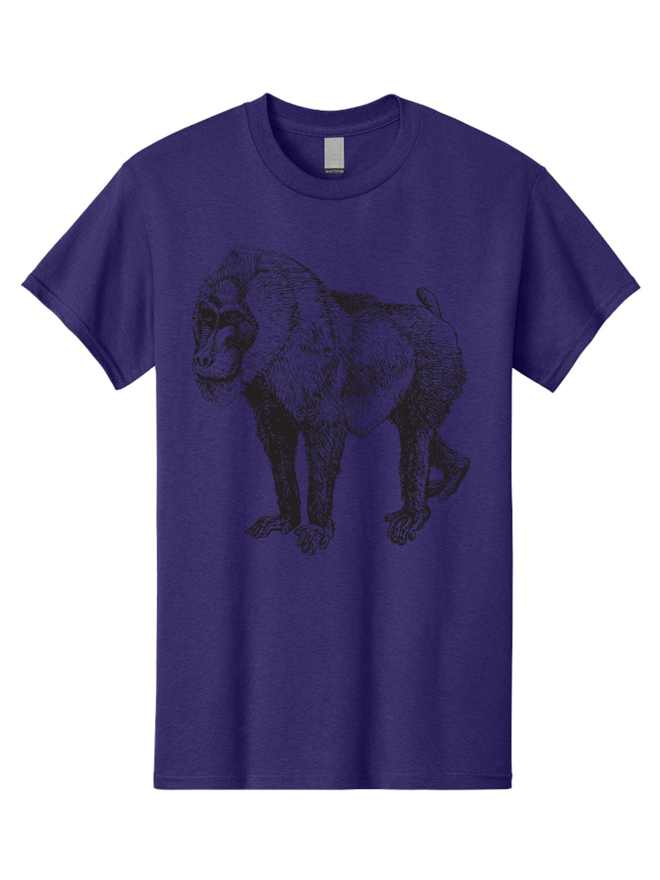 Baboon Men'S Graphic Tee, 100% Cotton, Comfortable Casual Summer Wear, Machine Washable, Baboon, Primate, Wildlife, Animal Illustration, Sketch Art, Detailed Drawing, Furry Texture, Monkey Species, Wild Primate Aad845 8