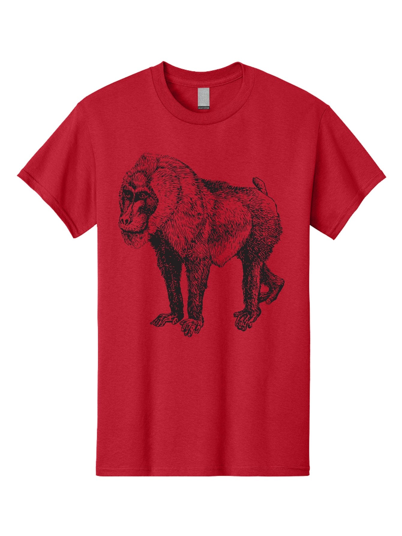 Baboon Men'S Graphic Tee, 100% Cotton, Comfortable Casual Summer Wear, Machine Washable, Baboon, Primate, Wildlife, Animal Illustration, Sketch Art, Detailed Drawing, Furry Texture, Monkey Species, Wild Primate Aad845 15