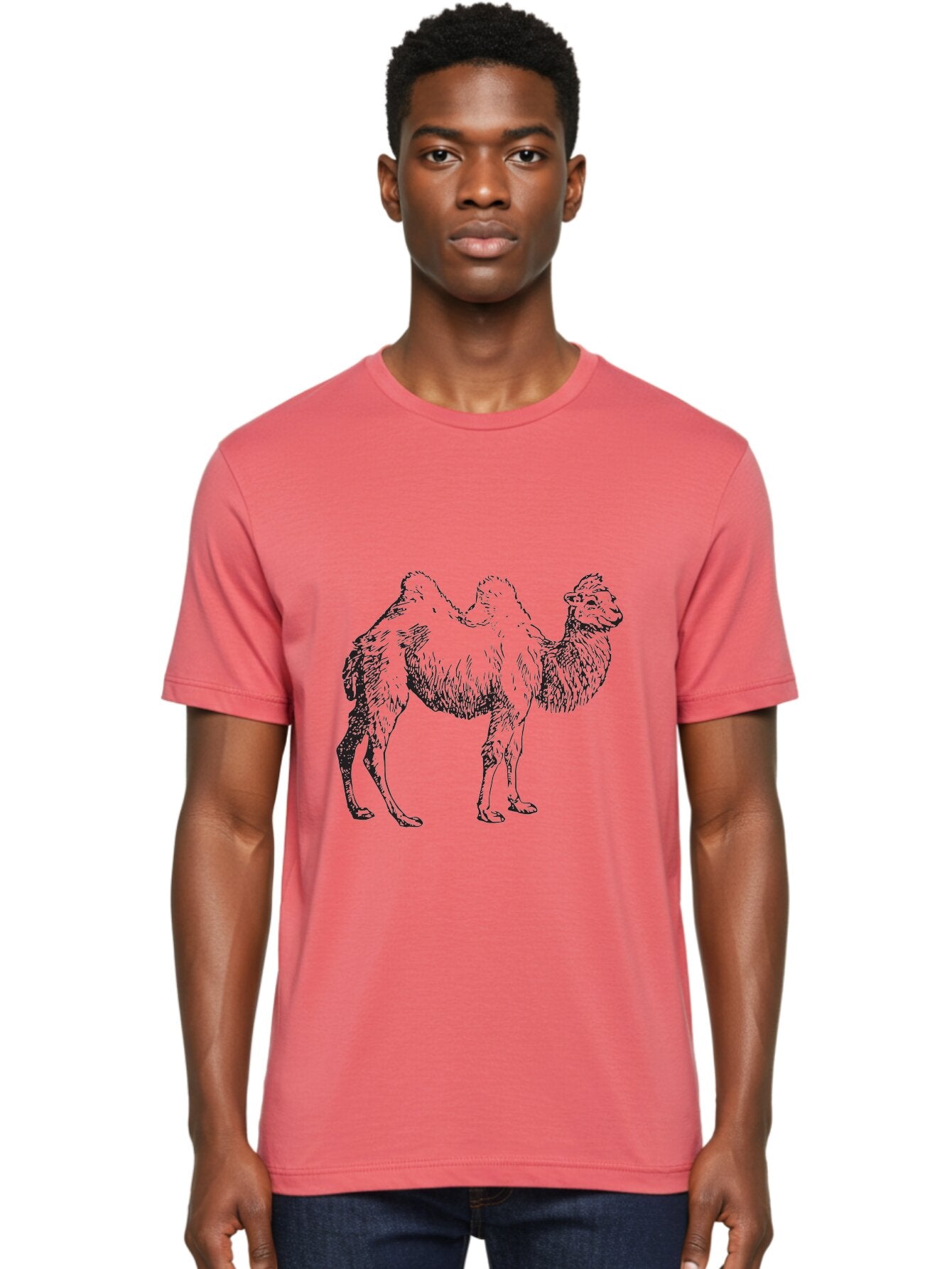 Bactrian-Camel Men'S Graphic Tee, 100% Cotton, Comfortable Casual Summer Wear, Machine Washable, Bactrian Camel, Double Hump Camel, Desert Animal, Exotic Creature, Wild Camel, Camel Illustration, Camel Drawing Aad846 18