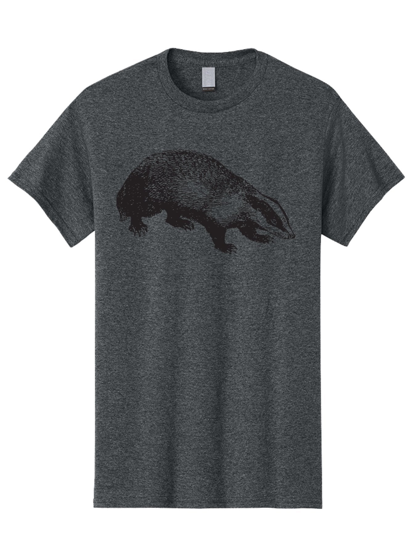 Badger Men'S Graphic Tee, 100% Cotton, Comfortable Casual Summer Wear, Machine Washable, Badger Illustration, Wildlife Art, Animal Graphics, Black And Green Colors, Detailed Texture, Wildlife Design, Furry Creature, Omnivorous Mammal Aad847 3
