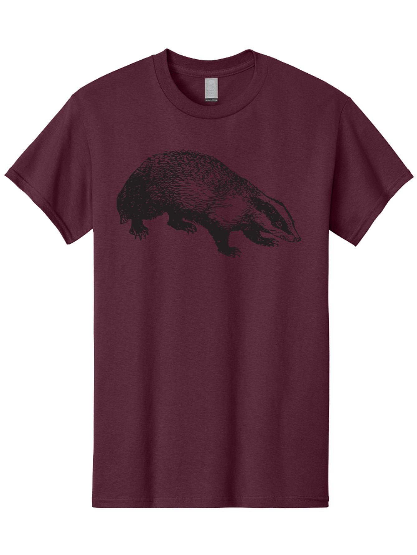 Badger Men'S Graphic Tee, 100% Cotton, Comfortable Casual Summer Wear, Machine Washable, Badger Illustration, Wildlife Art, Animal Graphics, Black And Green Colors, Detailed Texture, Wildlife Design, Furry Creature, Omnivorous Mammal Aad847 15