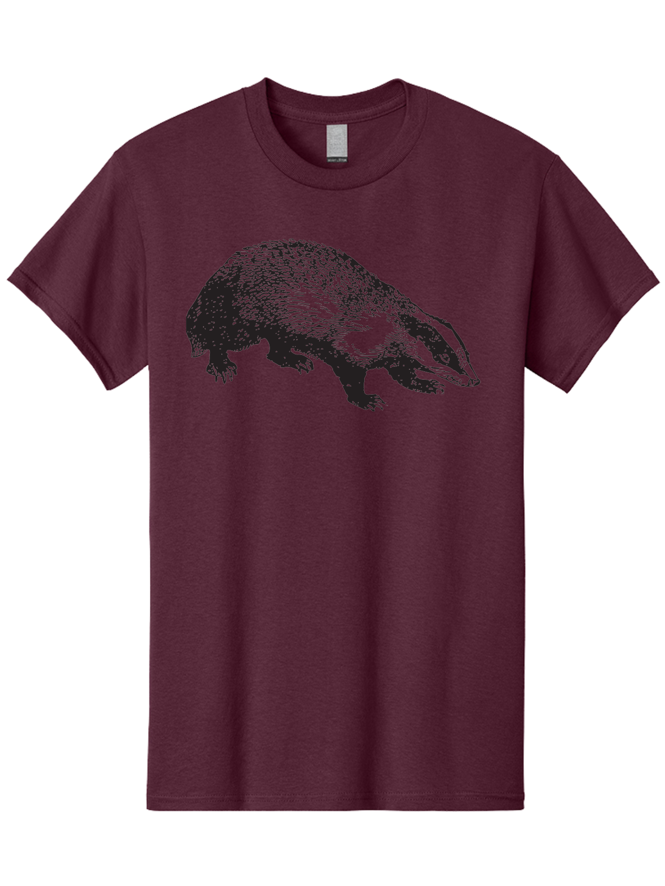Badger Men'S Graphic Tee, 100% Cotton, Comfortable Casual Summer Wear, Machine Washable, Badger Illustration, Wildlife Art, Animal Graphics, Black And Green Colors, Detailed Texture, Wildlife Design, Furry Creature, Omnivorous Mammal Aad847