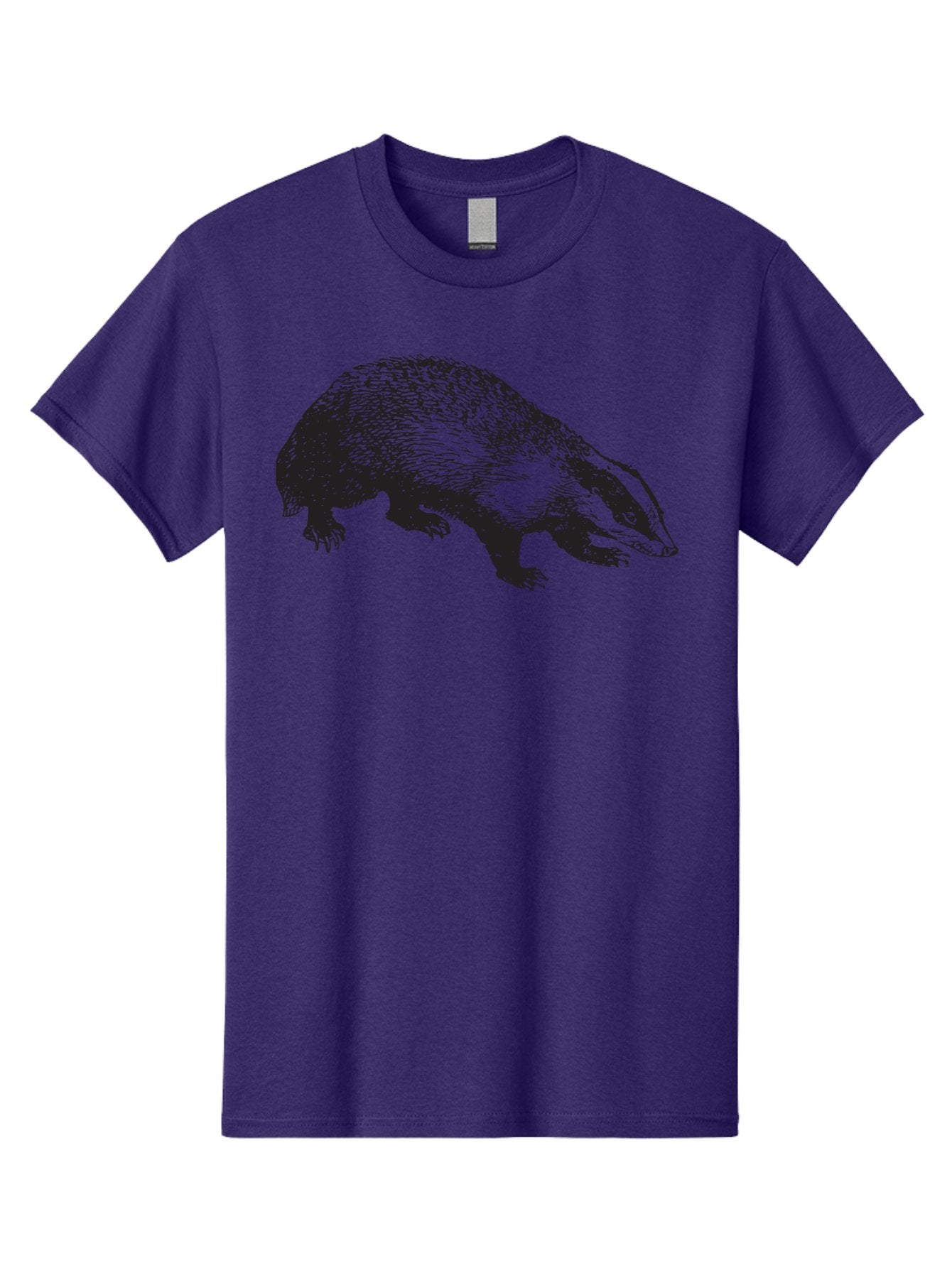 Badger Men'S Graphic Tee, 100% Cotton, Comfortable Casual Summer Wear, Machine Washable, Badger Illustration, Wildlife Art, Animal Graphics, Black And Green Colors, Detailed Texture, Wildlife Design, Furry Creature, Omnivorous Mammal Aad847 7