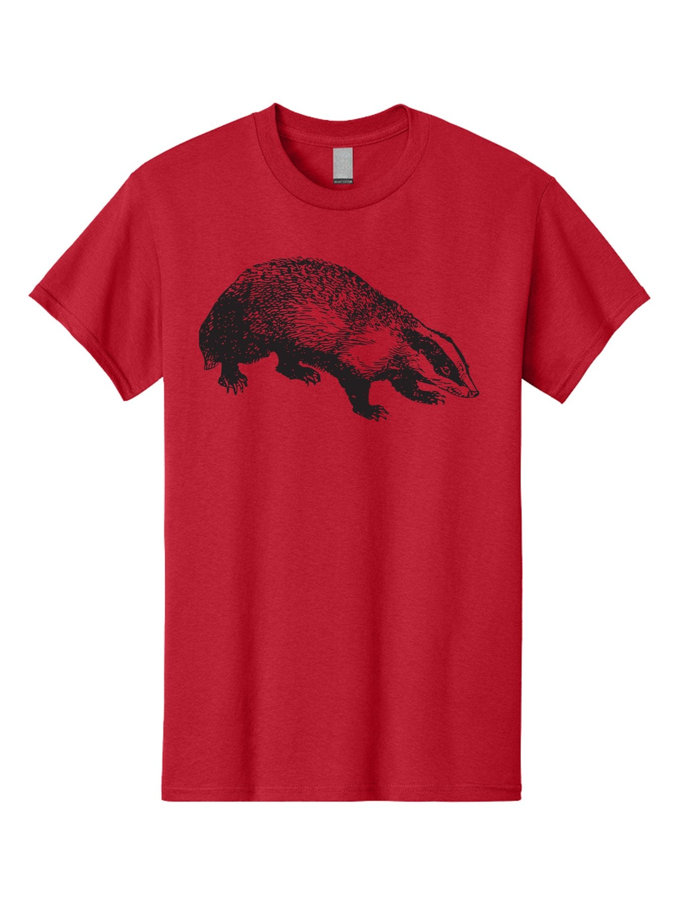 Badger Men'S Graphic Tee, 100% Cotton, Comfortable Casual Summer Wear, Machine Washable, Badger Illustration, Wildlife Art, Animal Graphics, Black And Green Colors, Detailed Texture, Wildlife Design, Furry Creature, Omnivorous Mammal Aad847 8