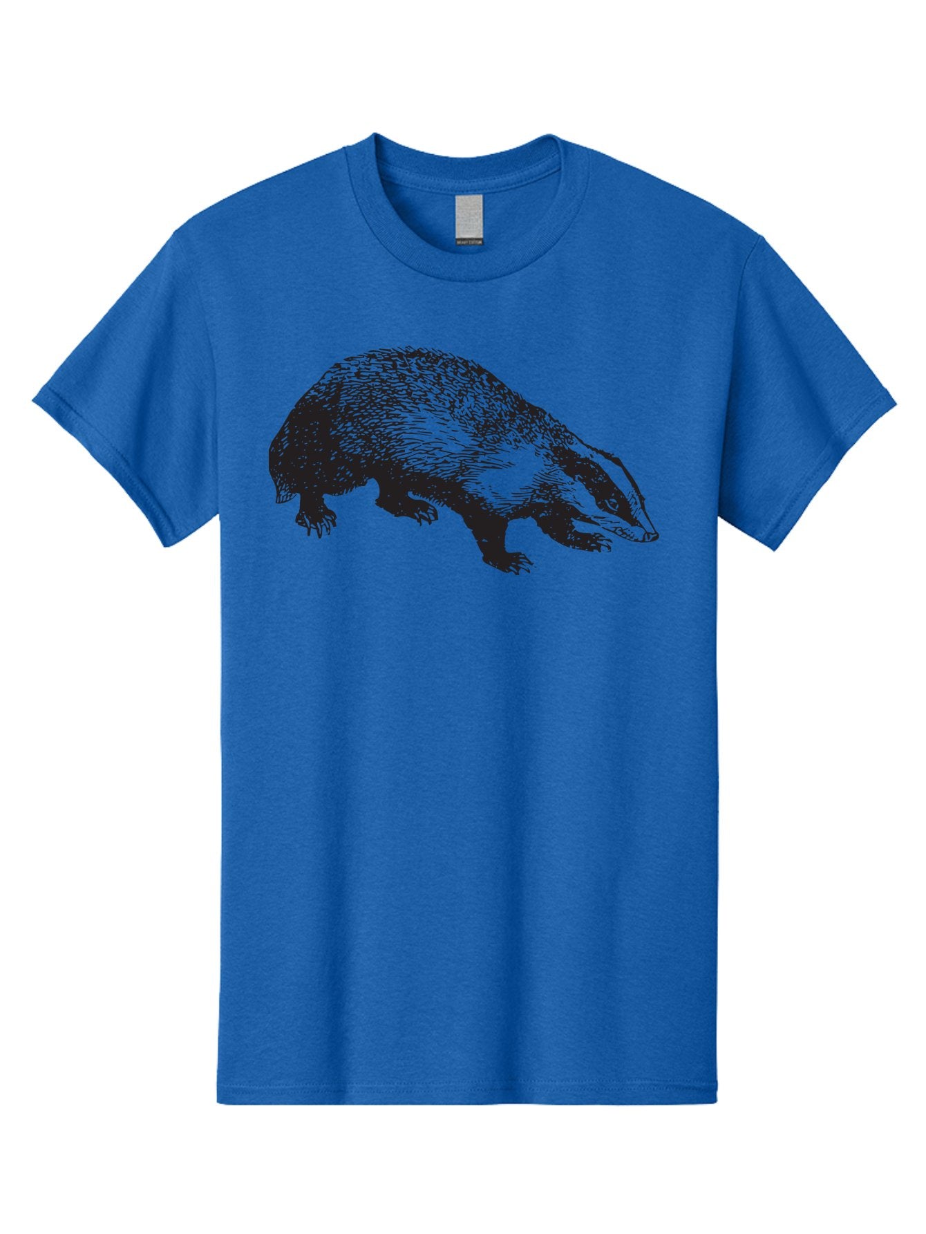 Badger Men'S Graphic Tee, 100% Cotton, Comfortable Casual Summer Wear, Machine Washable, Badger Illustration, Wildlife Art, Animal Graphics, Black And Green Colors, Detailed Texture, Wildlife Design, Furry Creature, Omnivorous Mammal Aad847 13