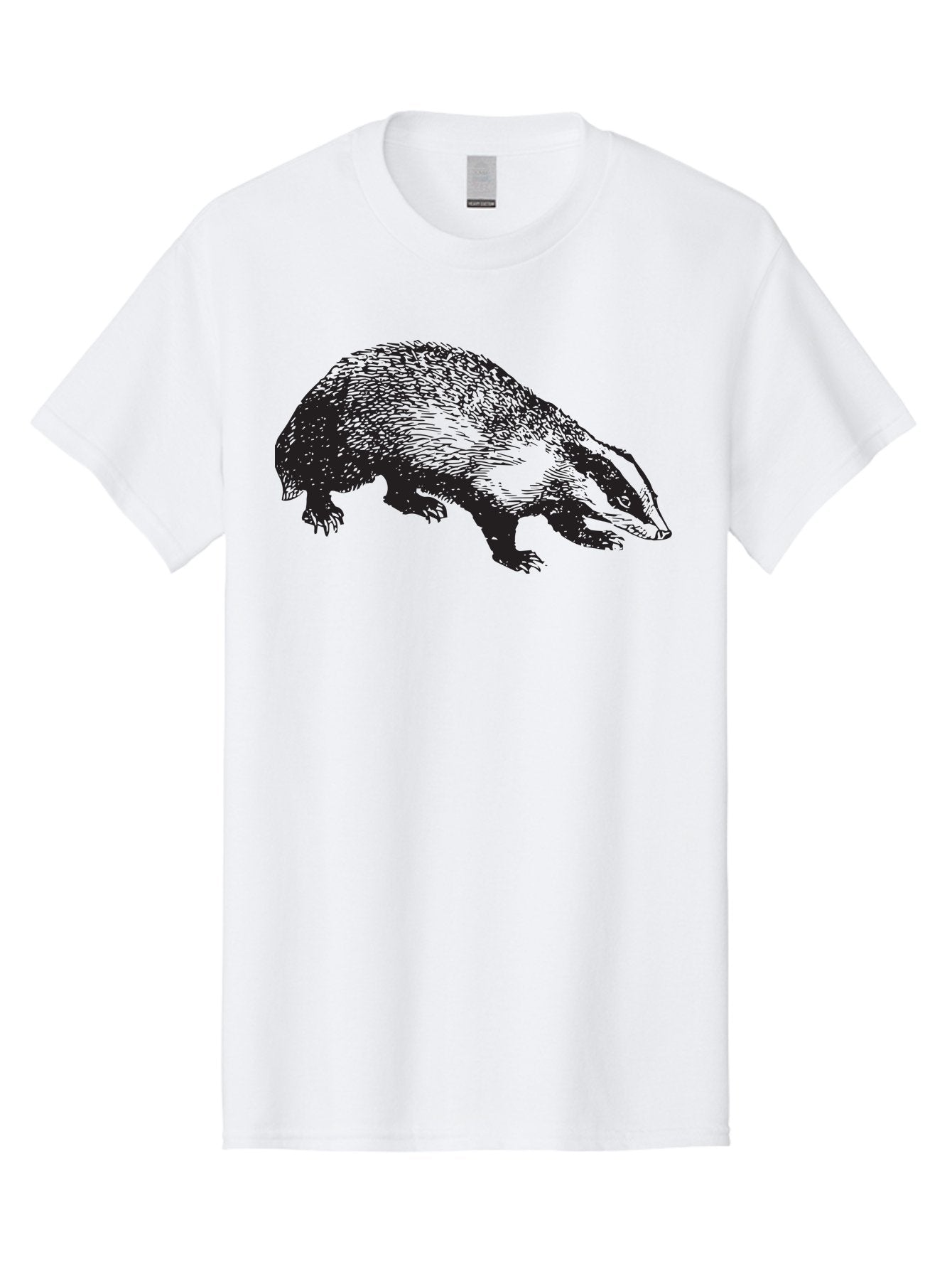Badger Men'S Graphic Tee, 100% Cotton, Comfortable Casual Summer Wear, Machine Washable, Badger Illustration, Wildlife Art, Animal Graphics, Black And Green Colors, Detailed Texture, Wildlife Design, Furry Creature, Omnivorous Mammal Aad847 12
