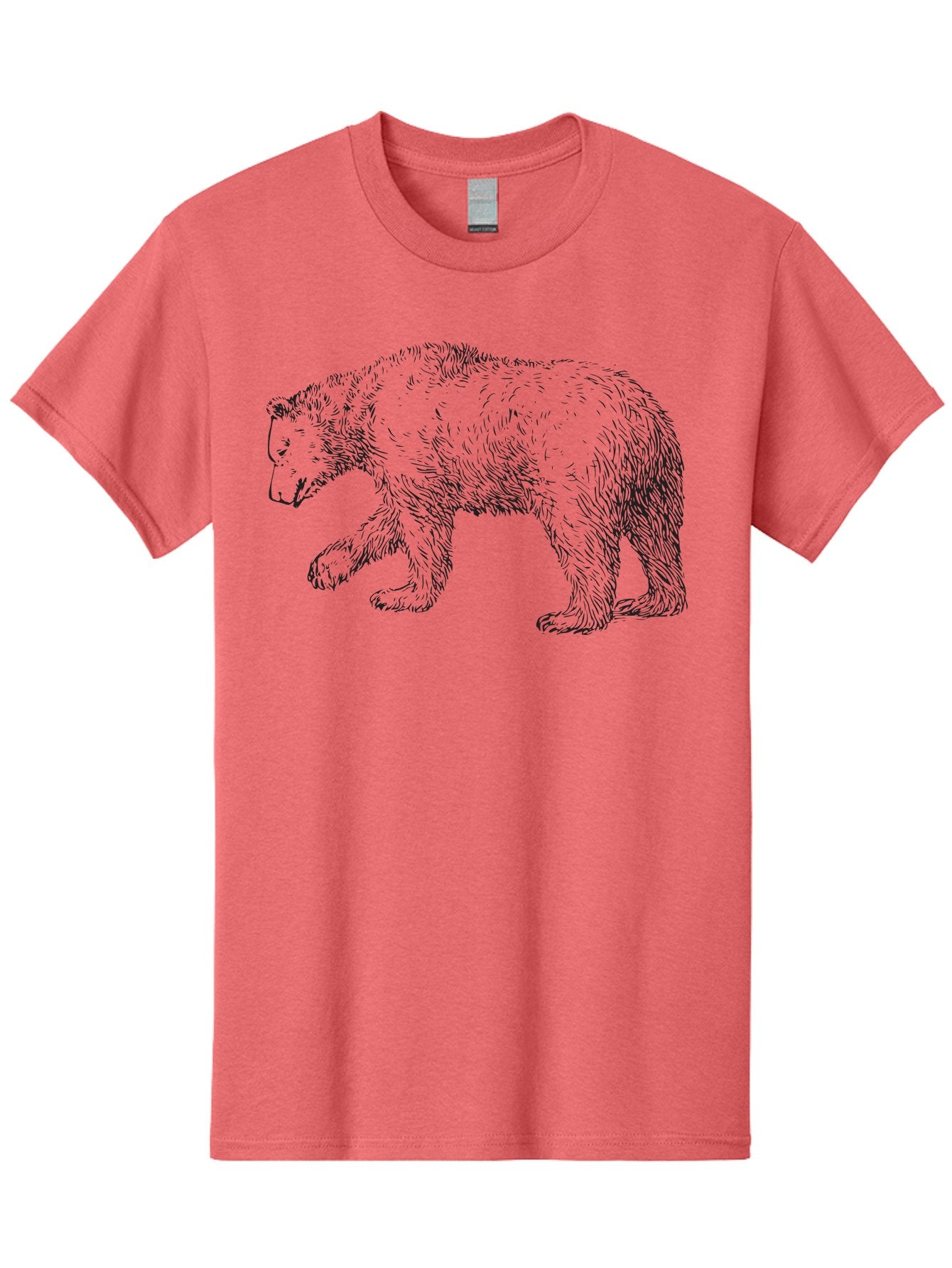 Bear-Sketch Men'S Graphic Tee, 100% Cotton, Comfortable Casual Summer Wear, Machine Washable, Black Bear Illustration, Wild Animal, Mammal, Forestry, Wildlife Conservation, Line Art, Modern Art, Abstract Bear Aad849
