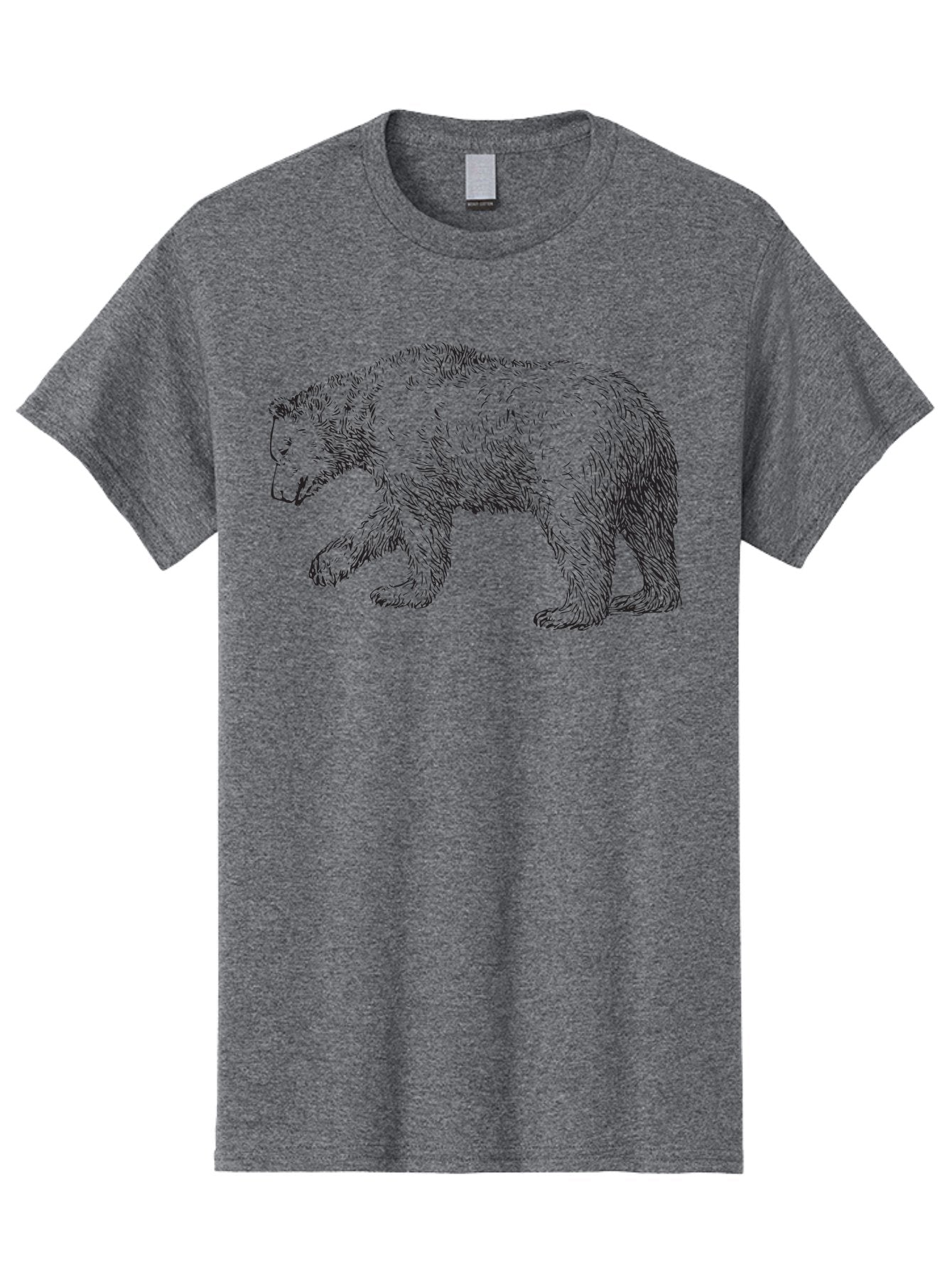 Bear-Sketch Men'S Graphic Tee, 100% Cotton, Comfortable Casual Summer Wear, Machine Washable, Black Bear Illustration, Wild Animal, Mammal, Forestry, Wildlife Conservation, Line Art, Modern Art, Abstract Bear Aad849