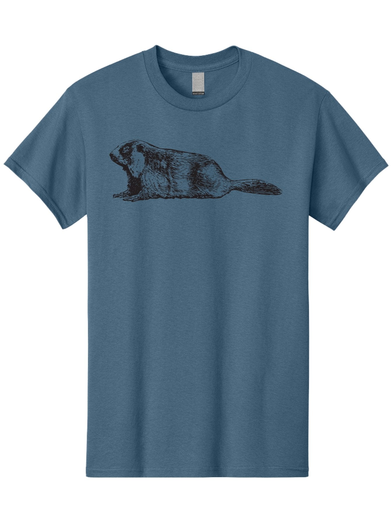 Beaver Men'S Graphic Tee, 100% Cotton, Comfortable Casual Summer Wear, Machine Washable, Beaver Illustration, Rodent Artwork, Wildlife Drawing, Black And White Animal, Sketchy Texture, Furry Creature, Aquatic Mammal, Engraving Style, Aad850 3