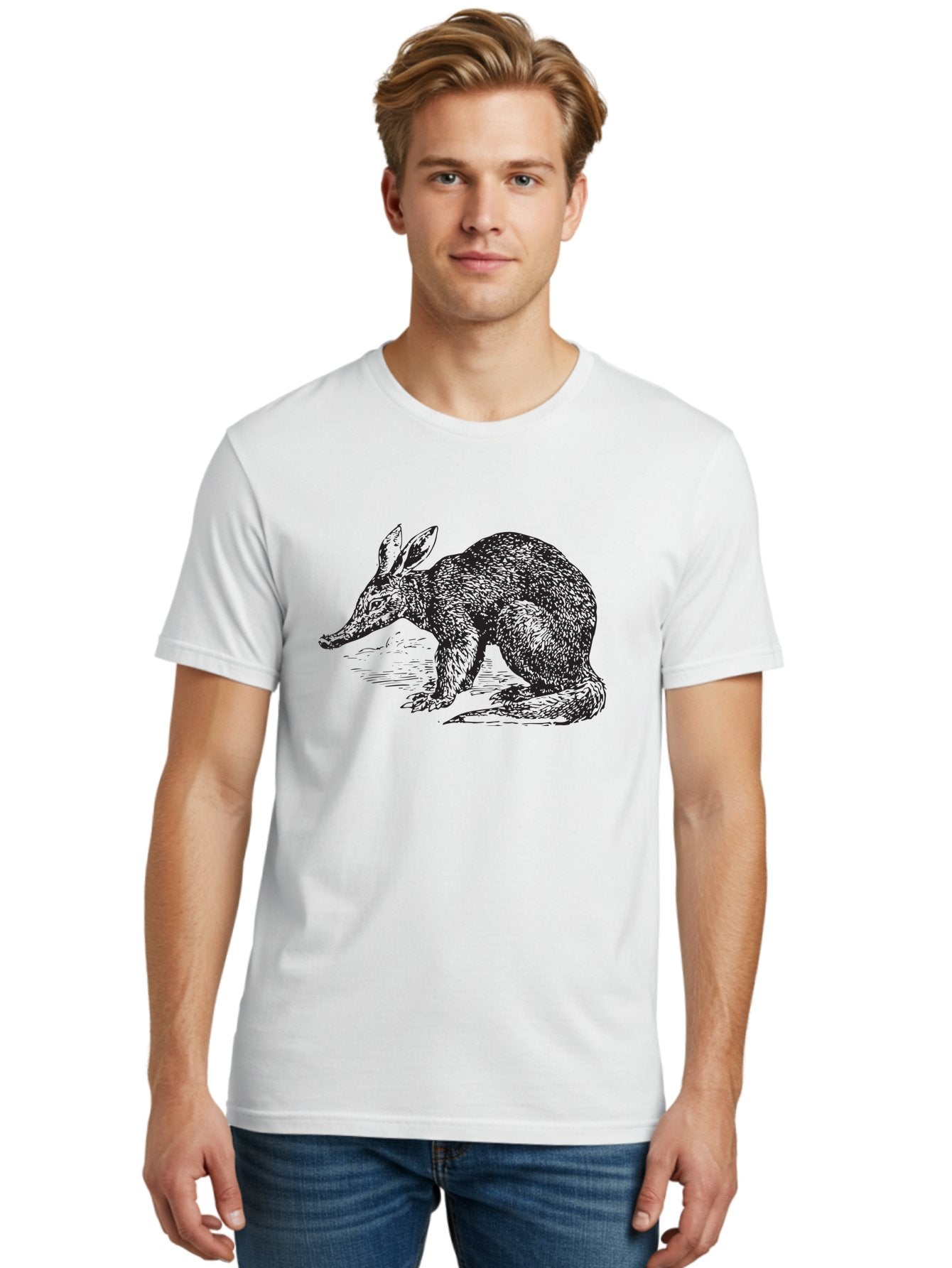 Billie-The-Bilby Men'S Graphic Tee, 100% Cotton, Comfortable Casual Summer Wear, Machine Washable, Bilby Animal Illustration, Marsupial Wildlife, Long Snout, Rabbit-Like Ears, Textured Fur, Detailed Artwork, Wildlife Art Aad851 16