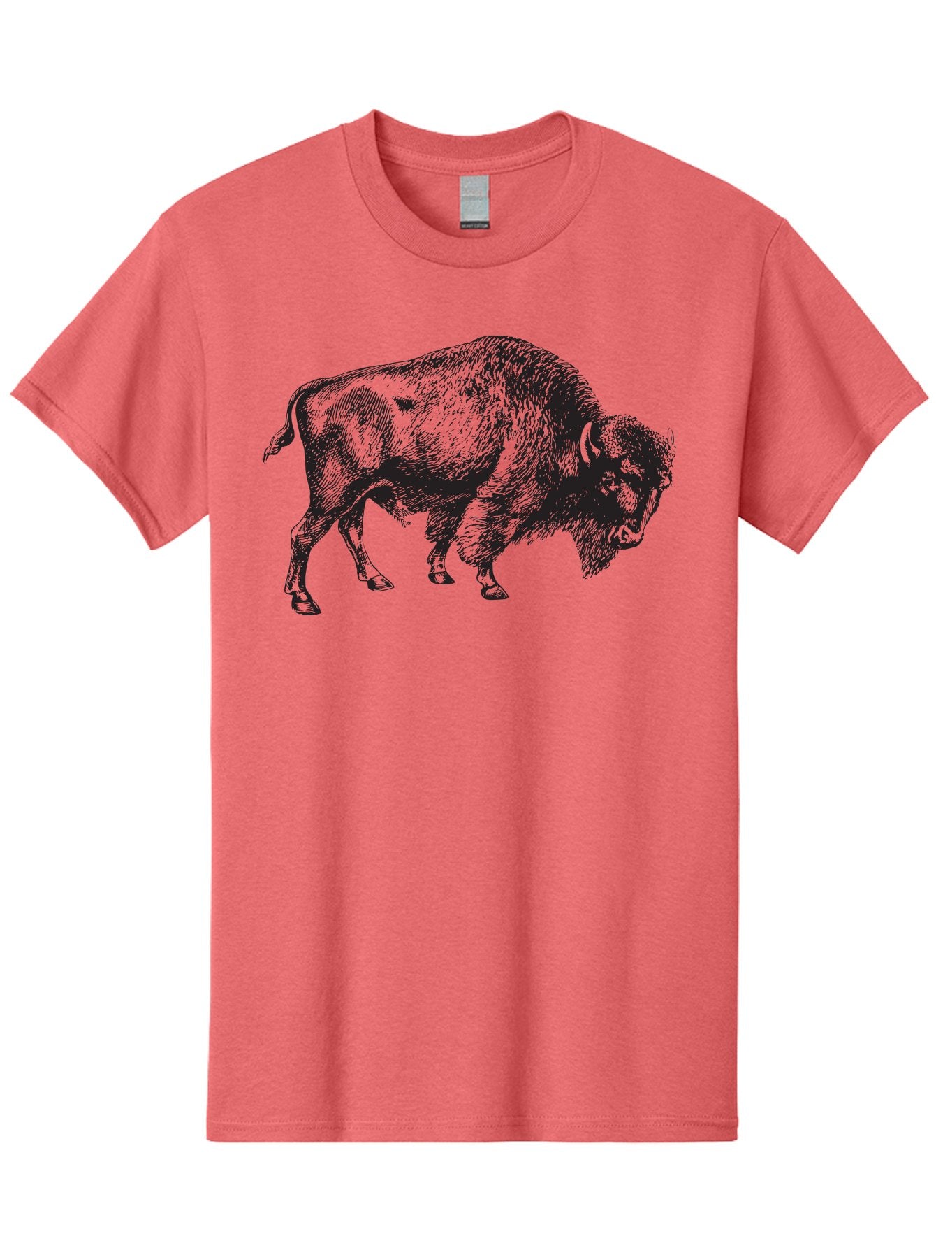 Bison Men'S Graphic Tee, 100% Cotton, Comfortable Casual Summer Wear, Machine Washable, Bison, Wildlife Illustration, American Bison, Wild Animal Art, Majestic Creature, Nature Graphic, Furry Mammal, Bovid Species Aad852 3